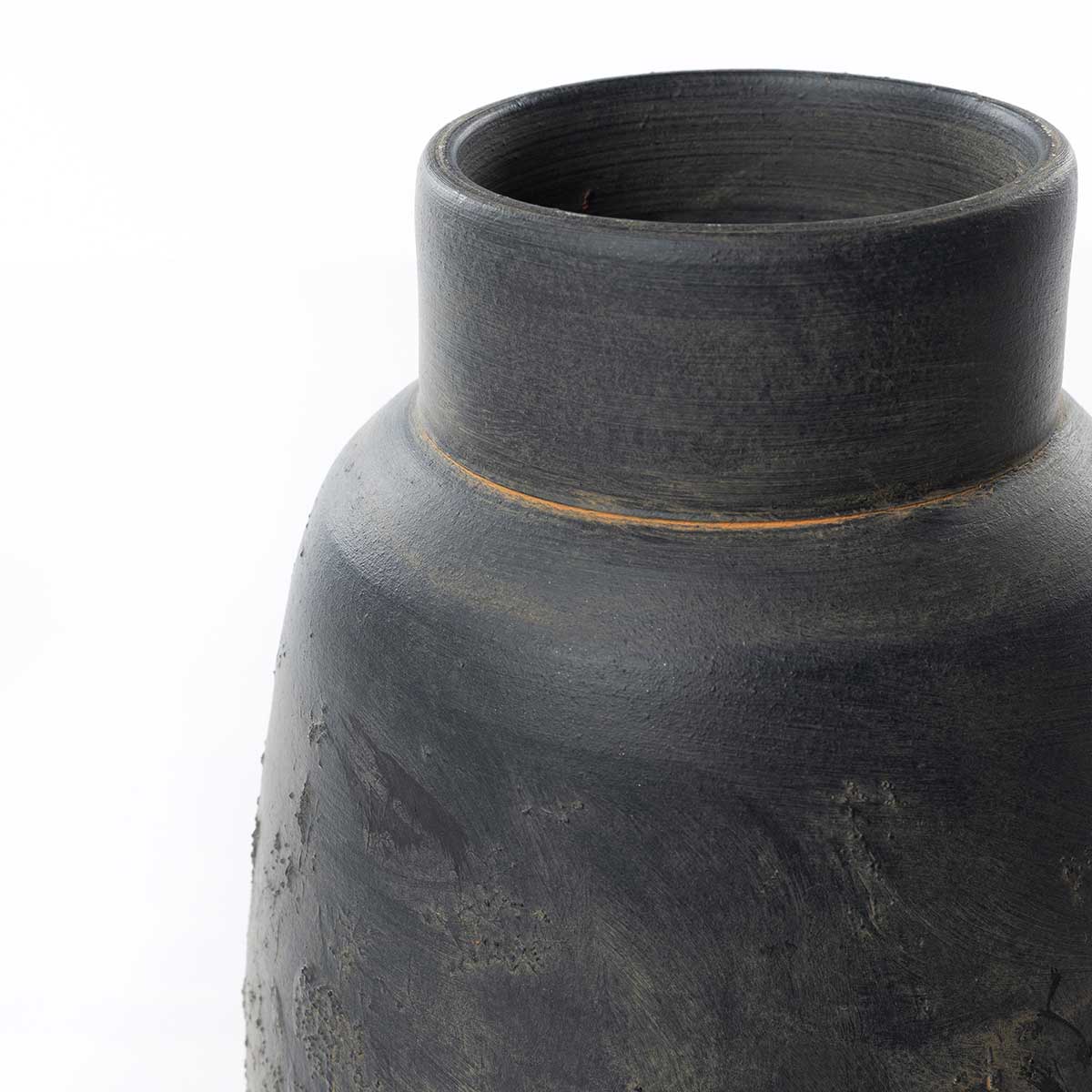 Jarra preta areia em cer&acirc;mica 30cm