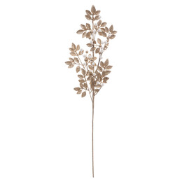 Haste decorativa com folhas douradas e bagas brancas 75cm