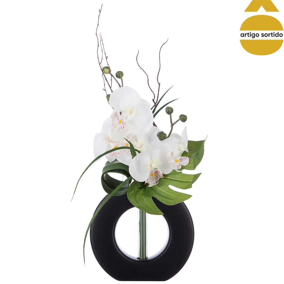Vaso Orquídea Artificial Branco e Preto | atmosphera | hôma