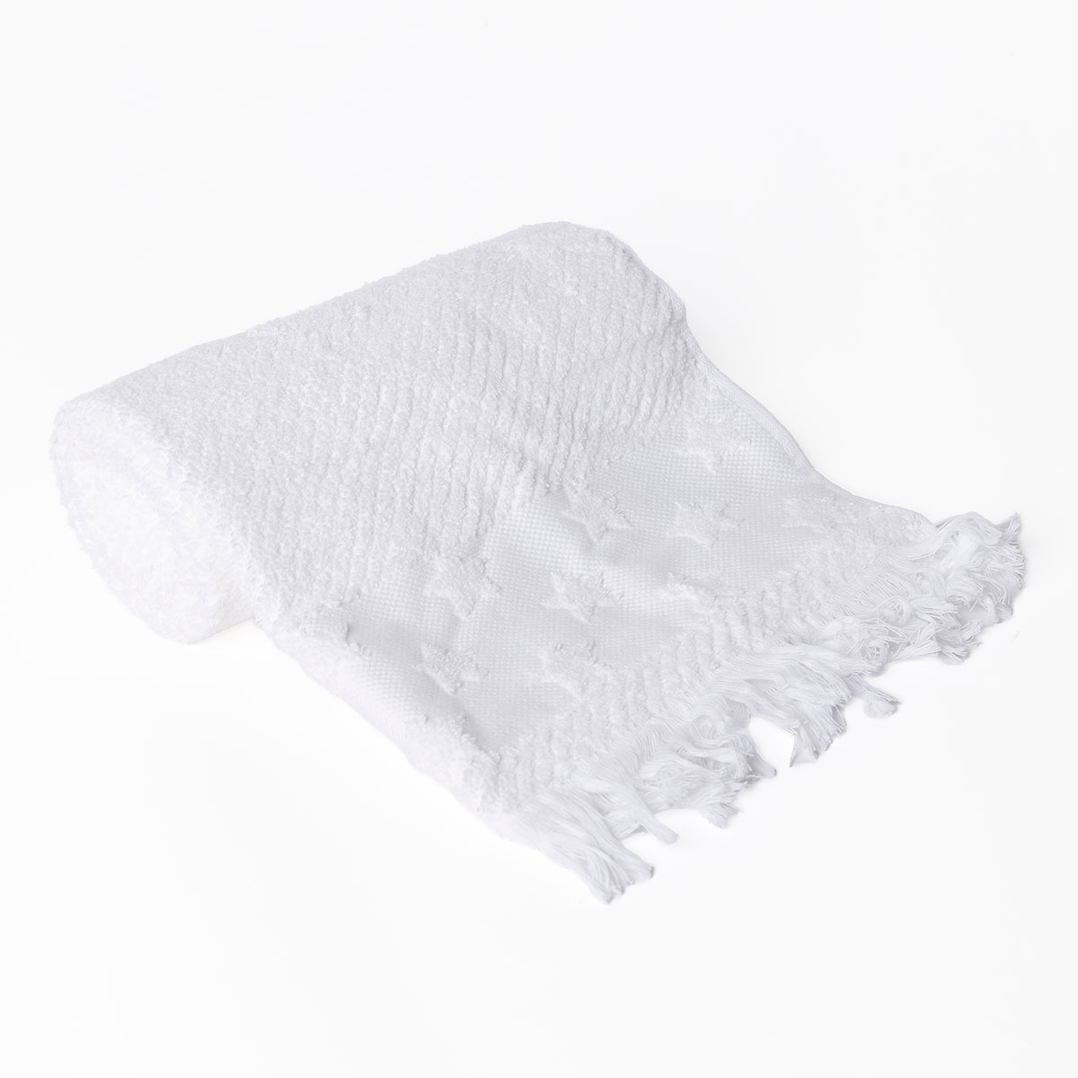 Toalha de m&atilde;os branca com estrelas 50x90cm