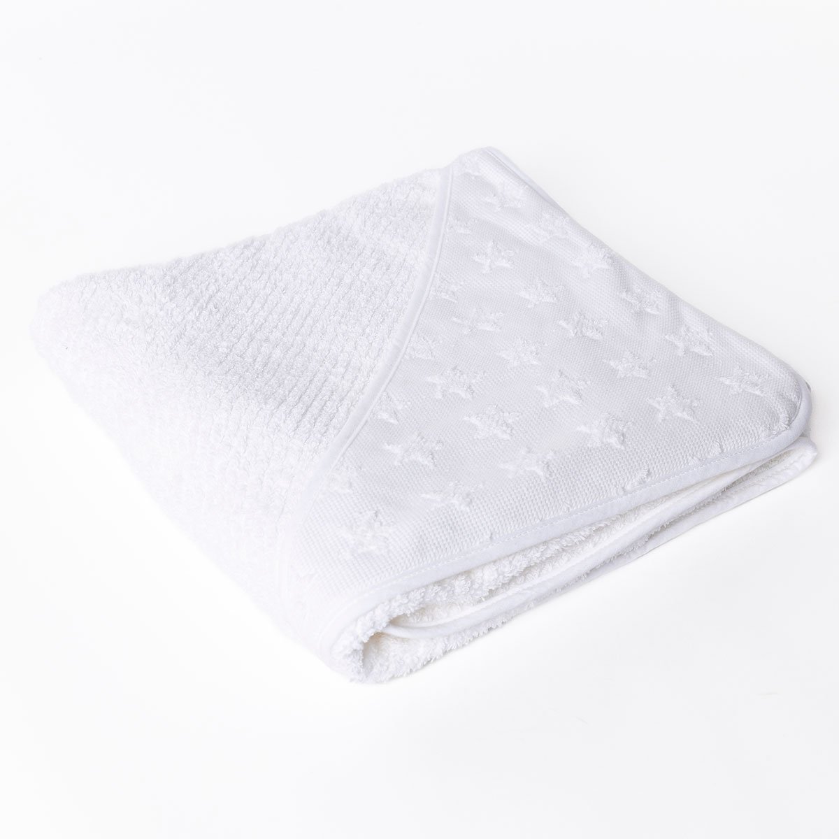 Toalha de banho com capuz branco com estrelas 100x100cm