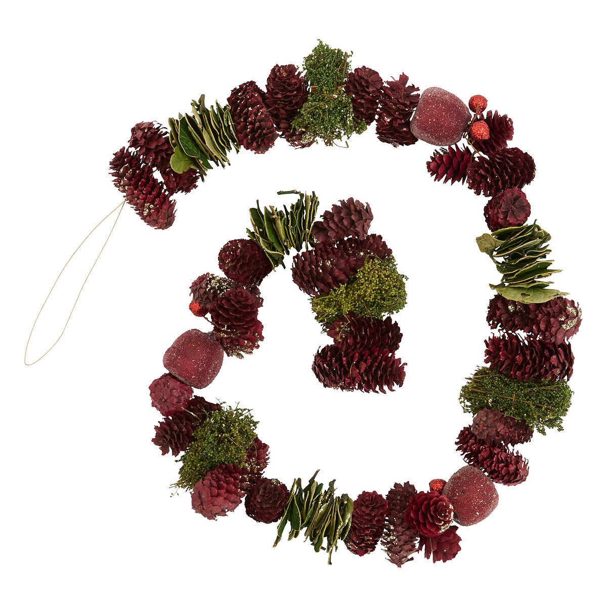 Grinalda folhas e pinhas 100cm