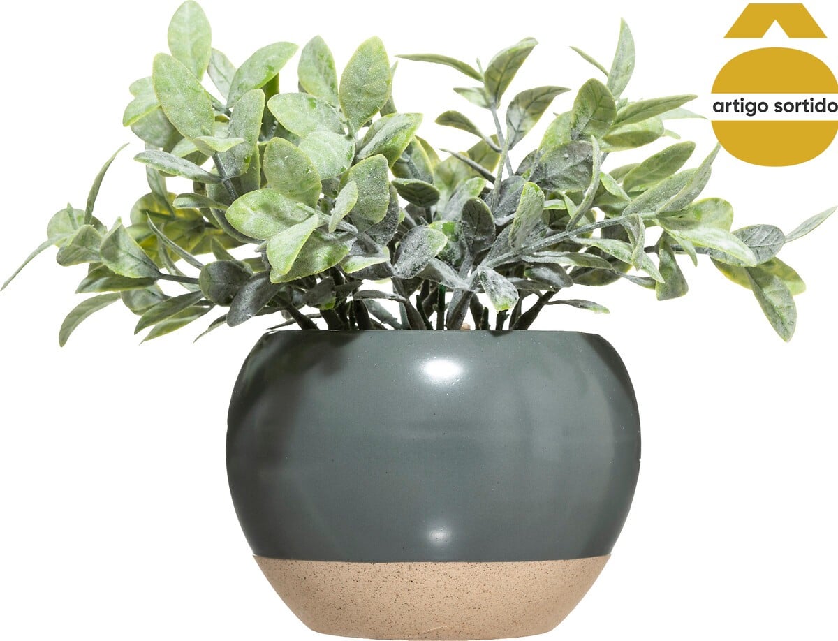 Planta artifical com vaso em cer&acirc;mica