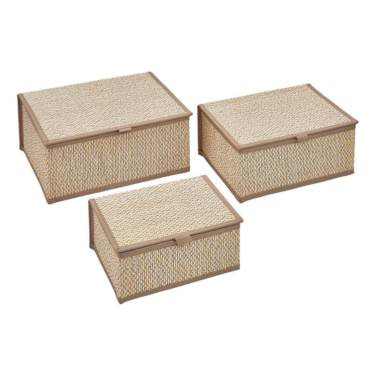 Conjunto de 3 caixas de arruma&ccedil;&atilde;o wc em bambu