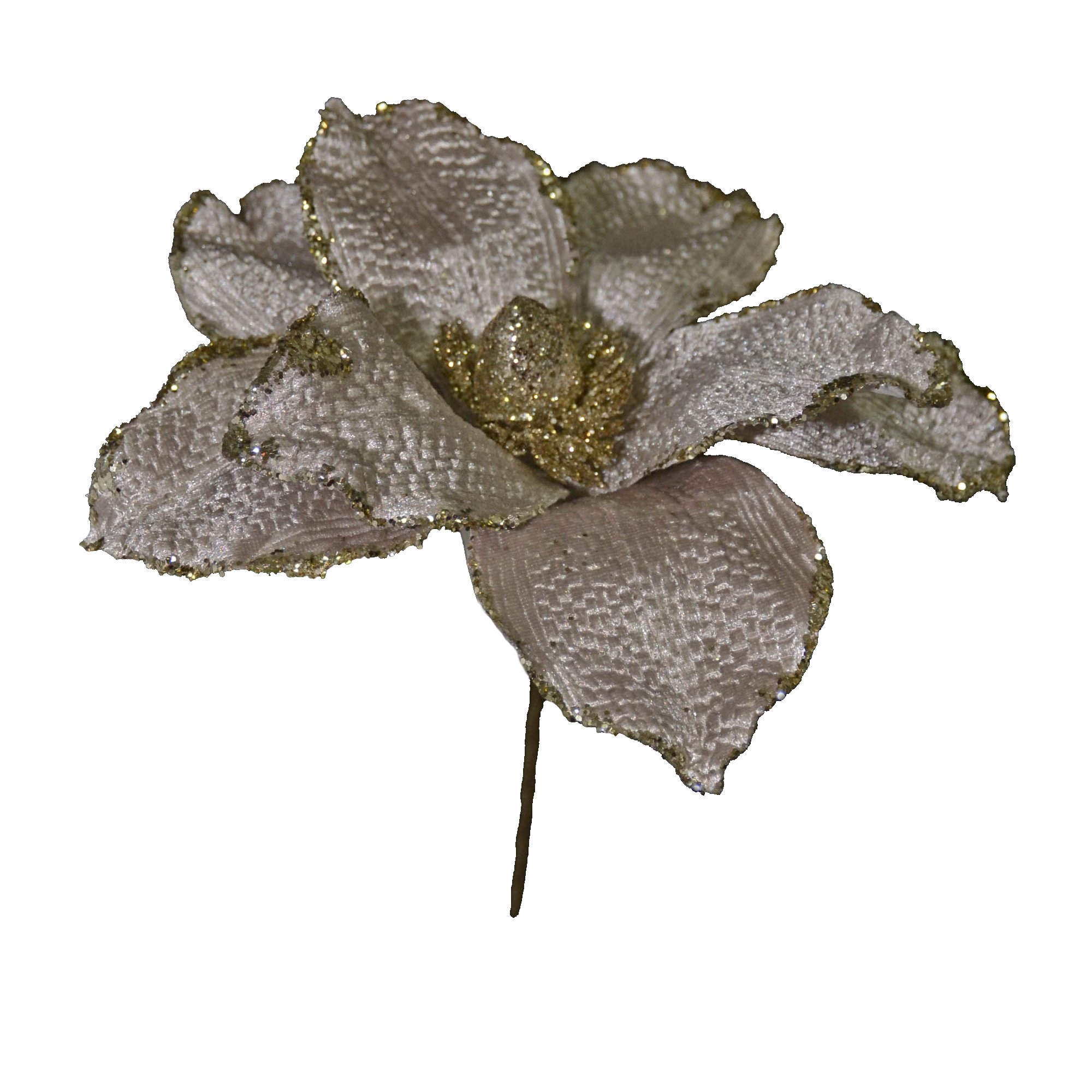 Pick magn&oacute;lia branca de veludo 23cm