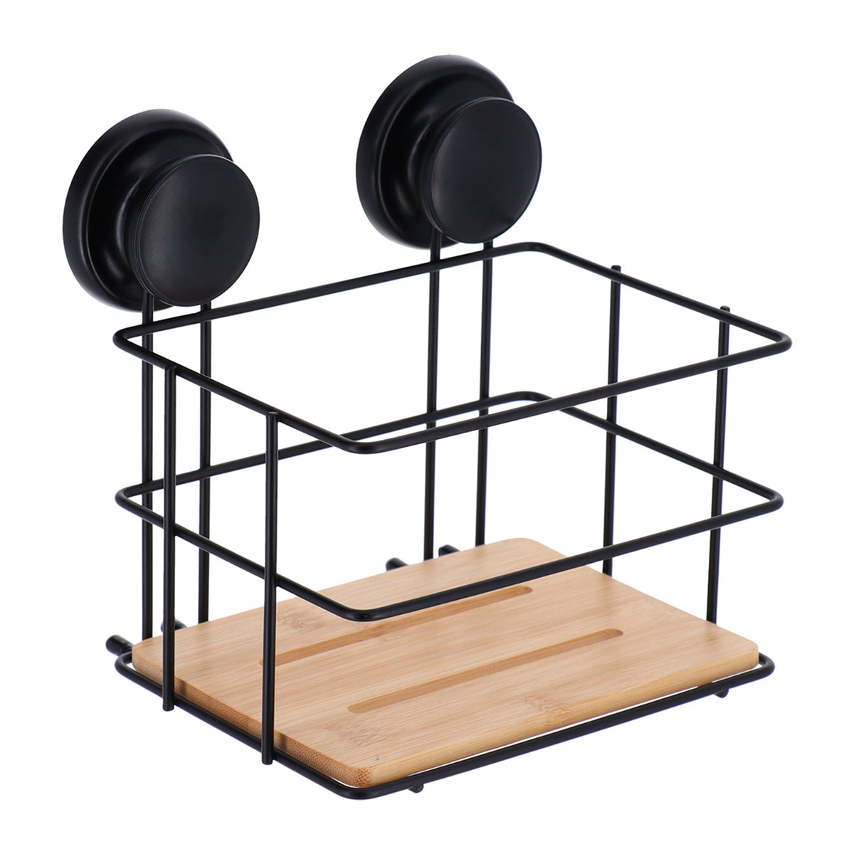 Suporte wc com ventosa preto em bambu