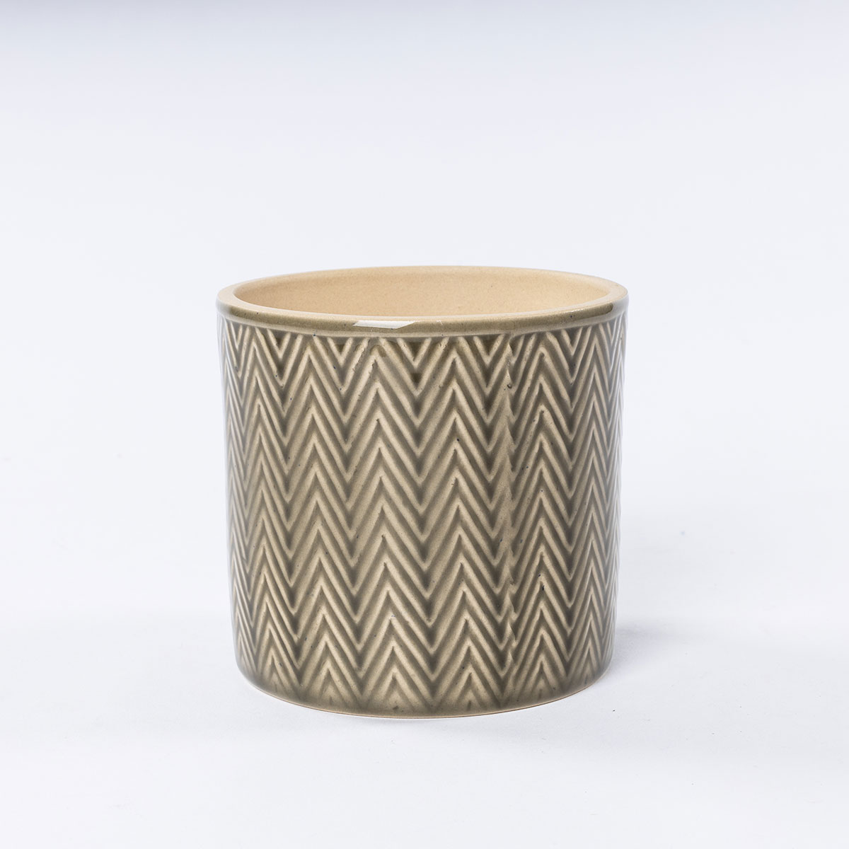 Vaso de cer&acirc;mica ZIG ZAG verde seco 11cm