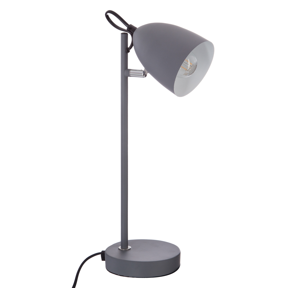 Candeeiro De Mesa Cinza Em Metal