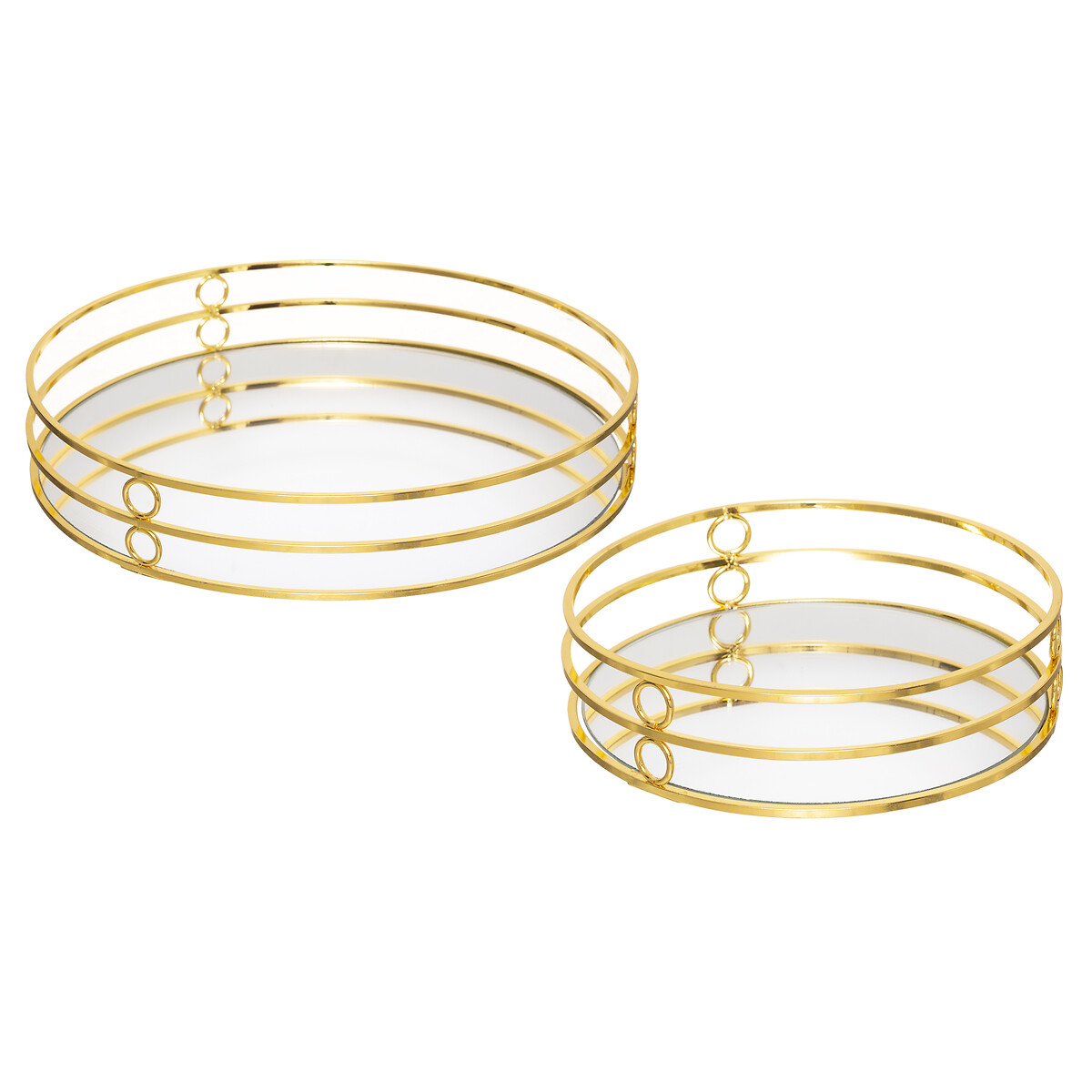 Tabuleiro espelhado FEEL dourado em metal 20cm