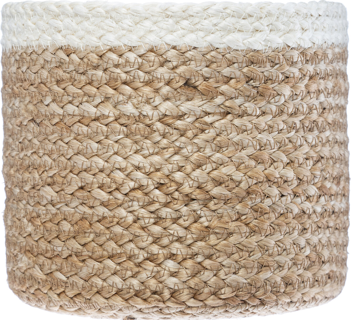 Cesto branco e bege de juta 14x18cm