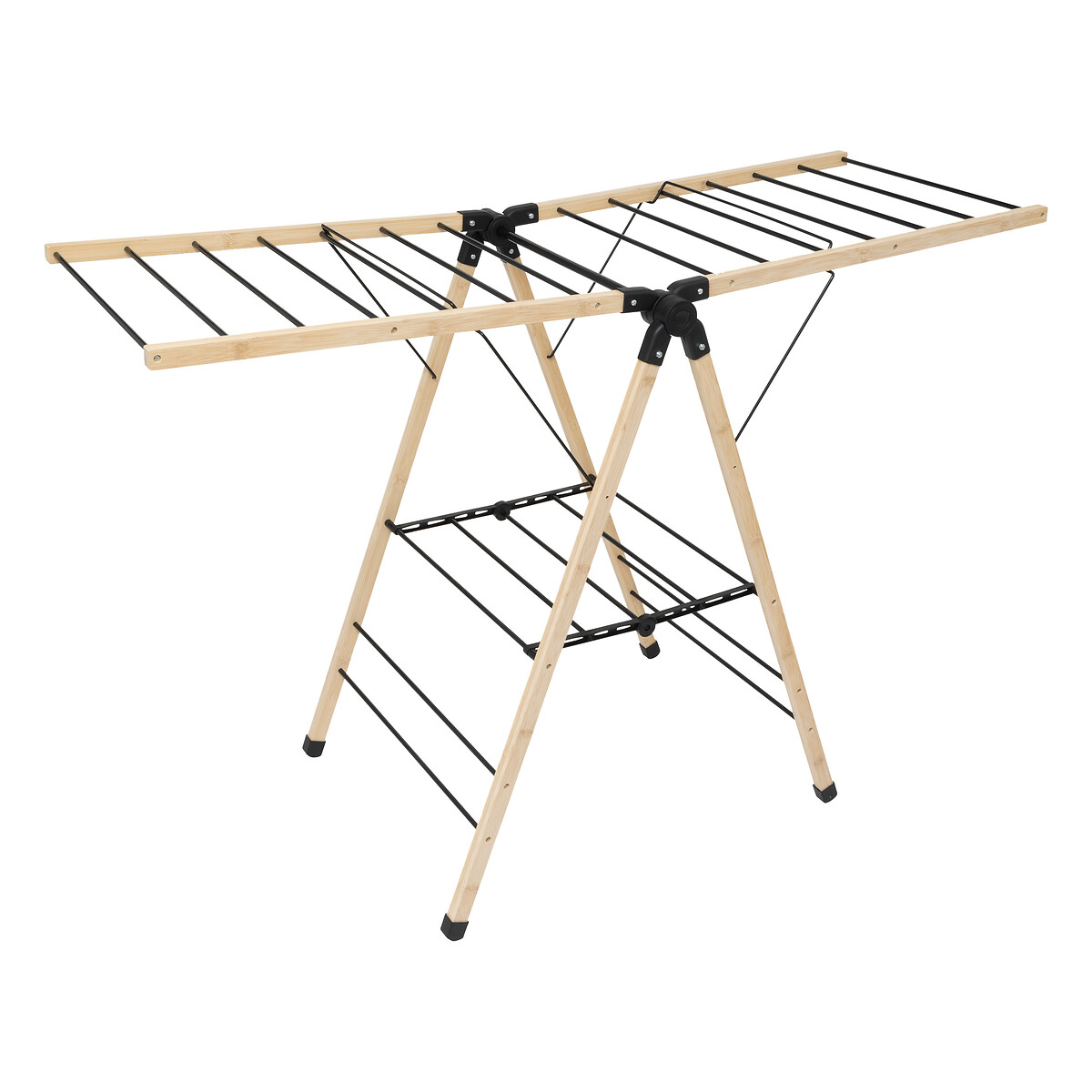 Estendal para roupa em bambu e metal 13m,  Estendal para roupa em bambu e metal 13m