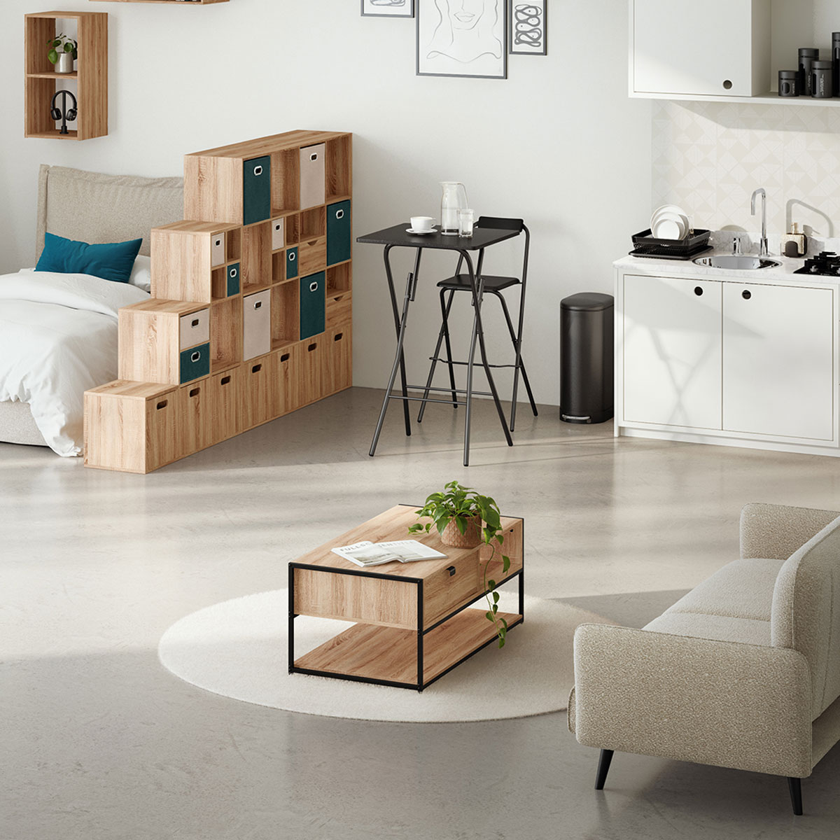 Mesa de bar dobrável 60x60x103cm