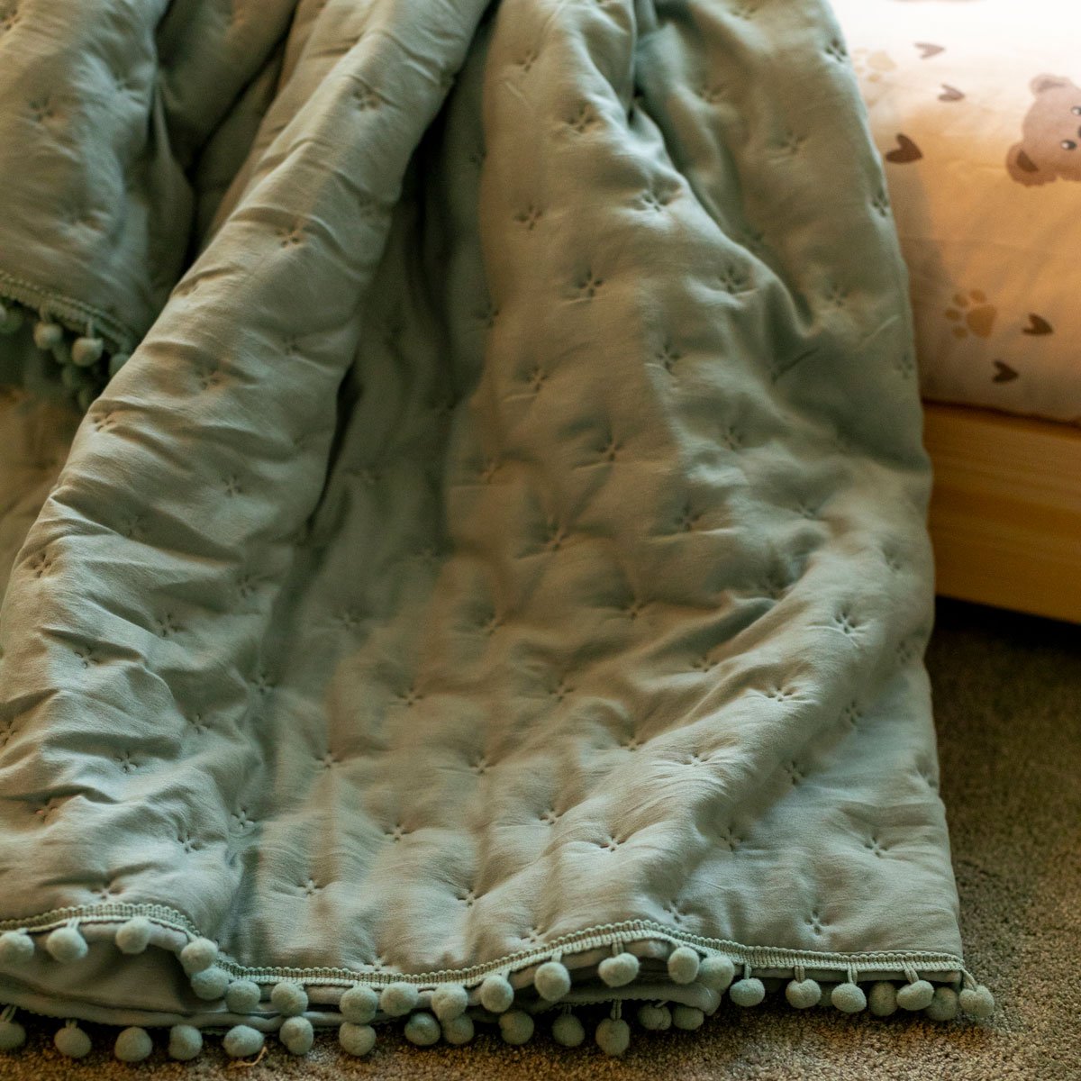 Capa de edred&atilde;o e almofada BILLIE bege em algod&atilde;o 200x140cm