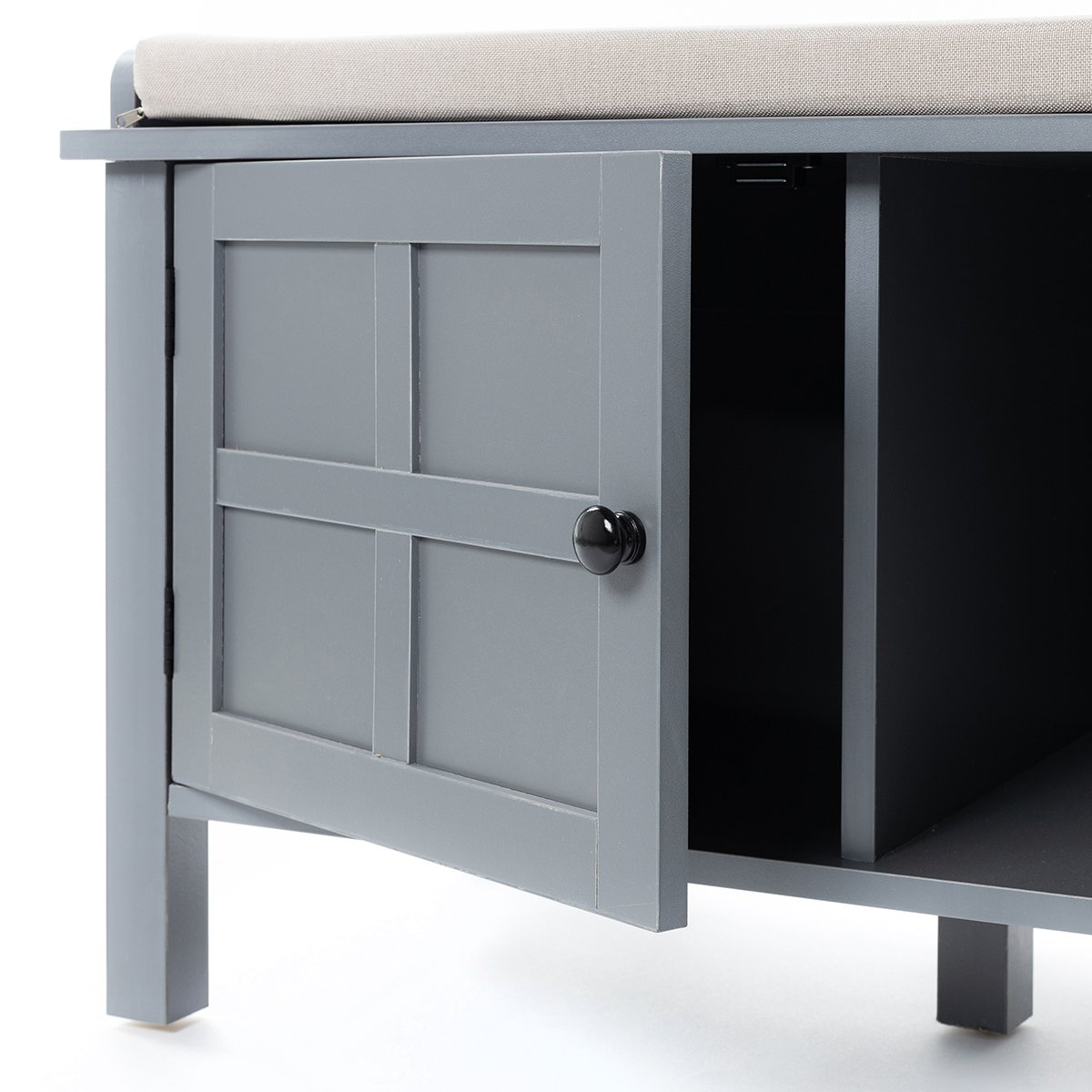 Banco com arrumação cinza