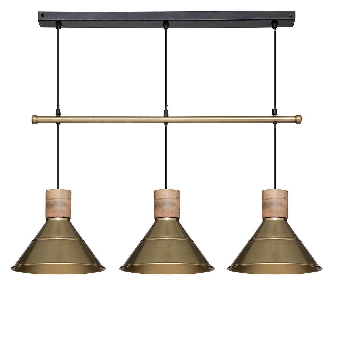 Candeeiro de teto CARAVANE dourado com 3 focos de luz