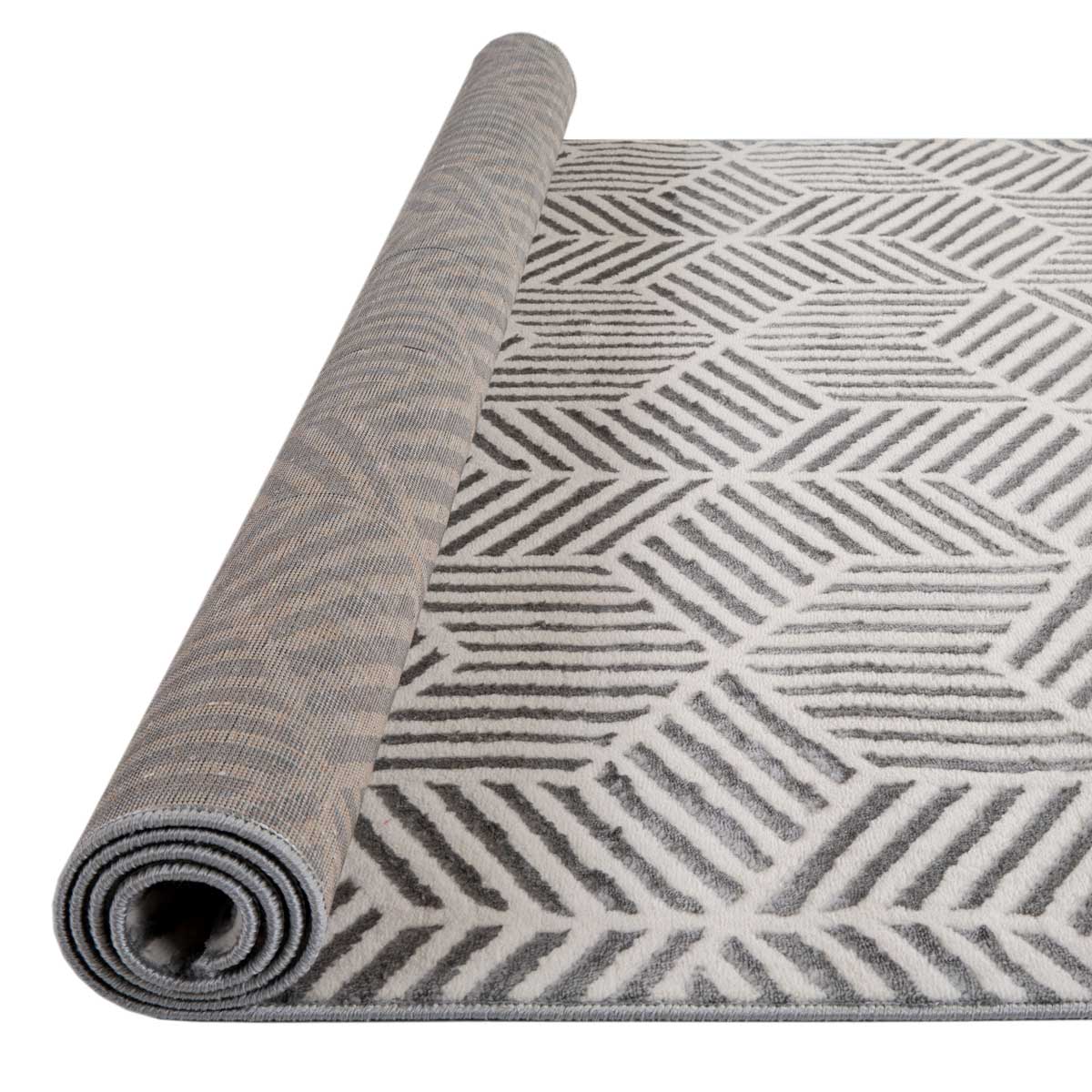 Tapete ZAHA geom&eacute;trico cinza 120x160cm