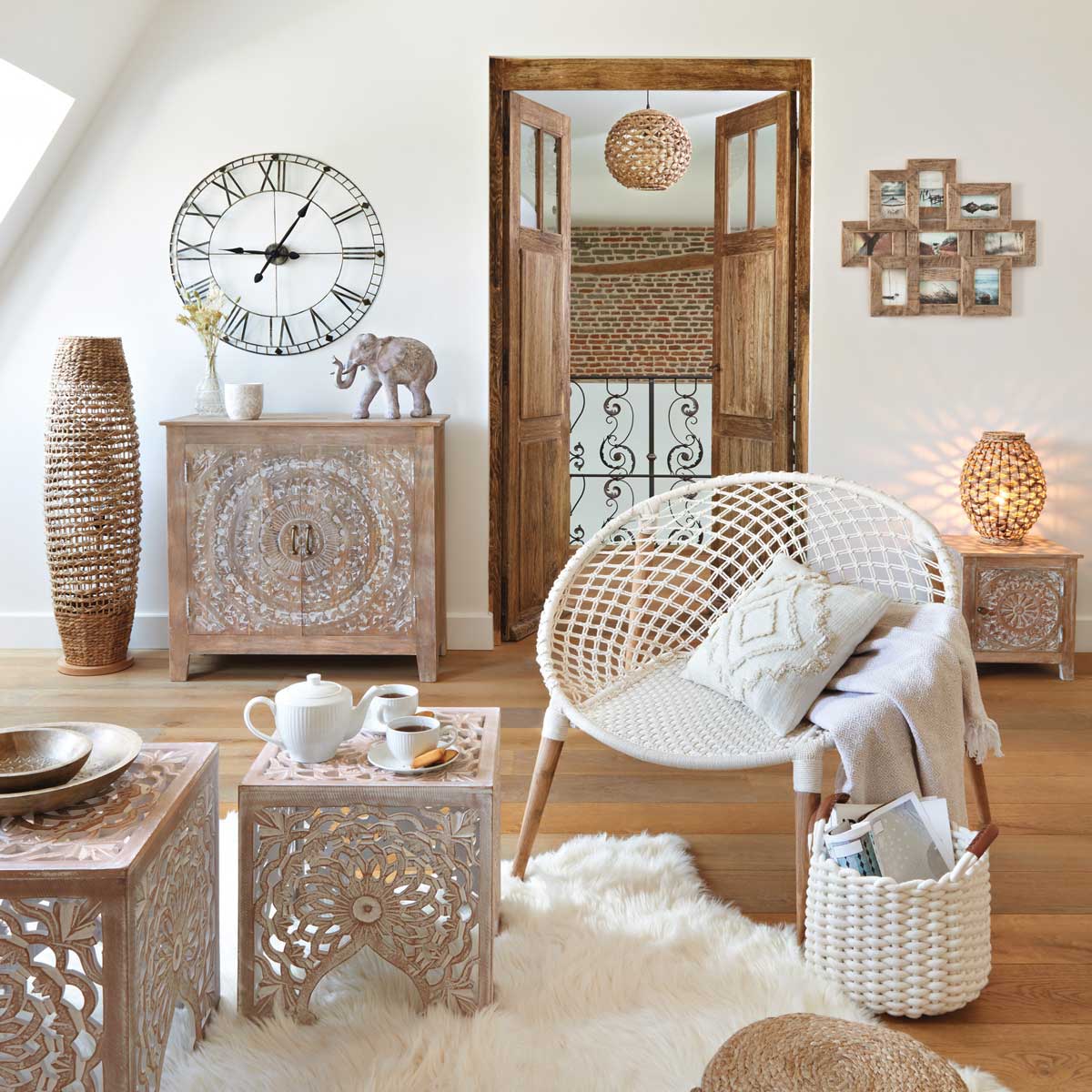 Candeeiro de pé bege SAND 118cm