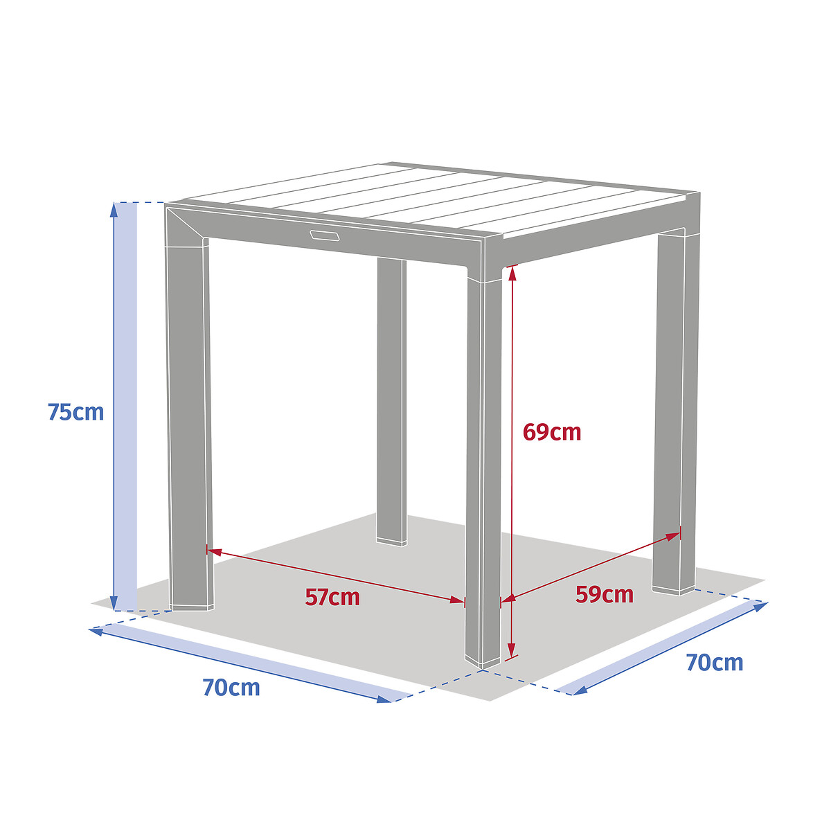 Mesa fixa EVASION em alumínio 75x70cm