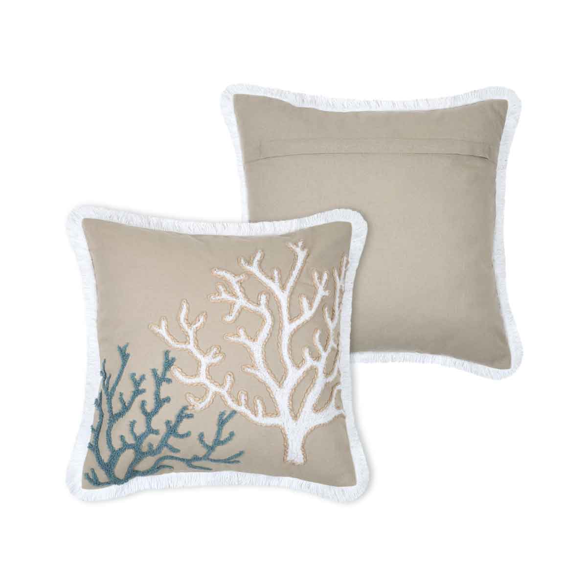 Almofada HARBOR natural com franjas 40x40cm