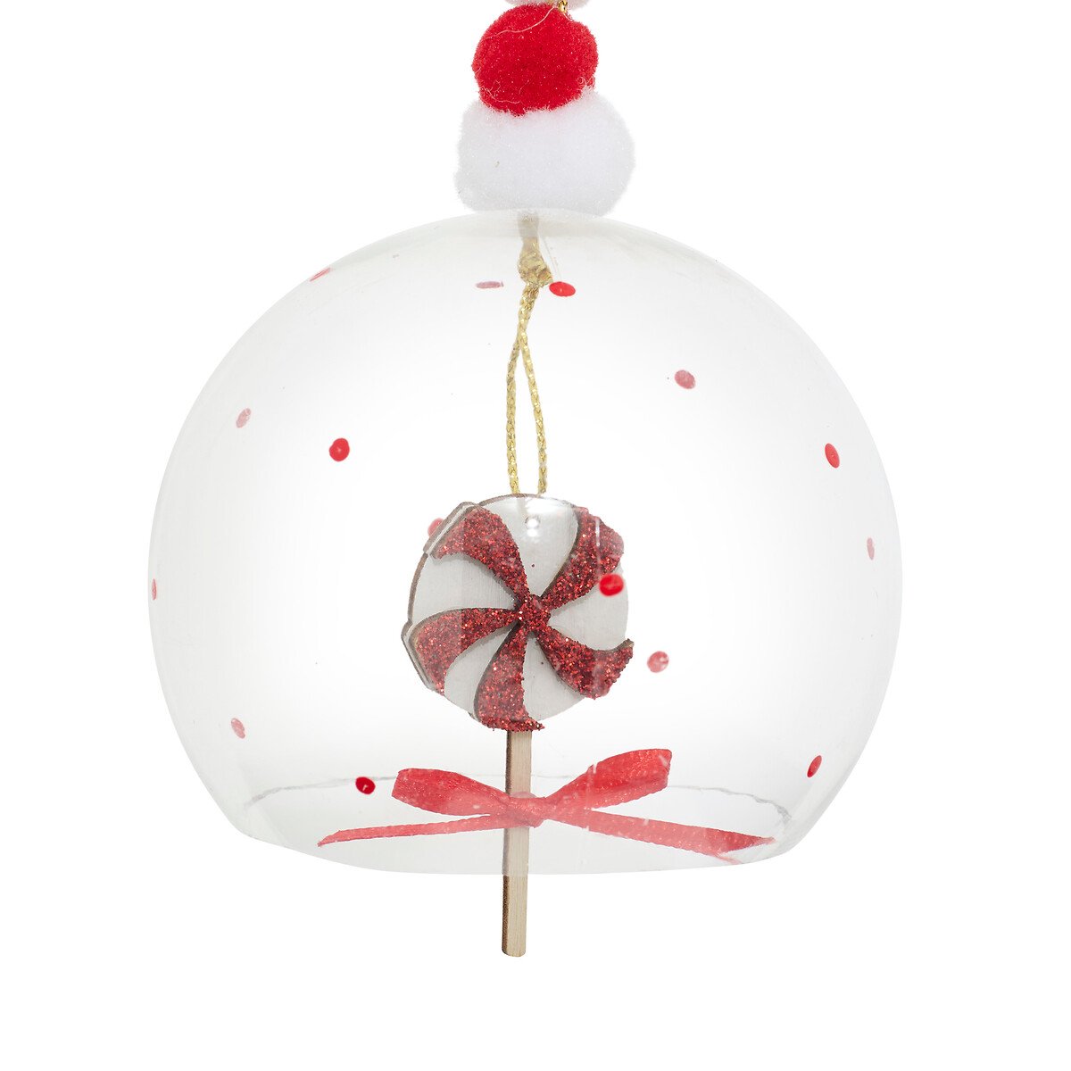 Bola de natal com pompons 8cm