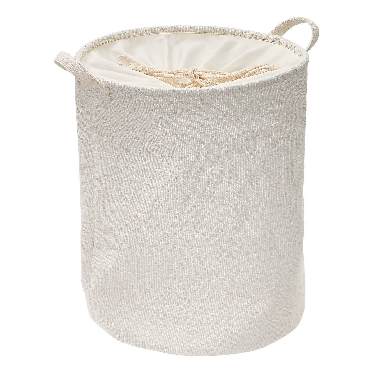Cesto de roupa wc branco em tecido boucl&eacute; 56l
