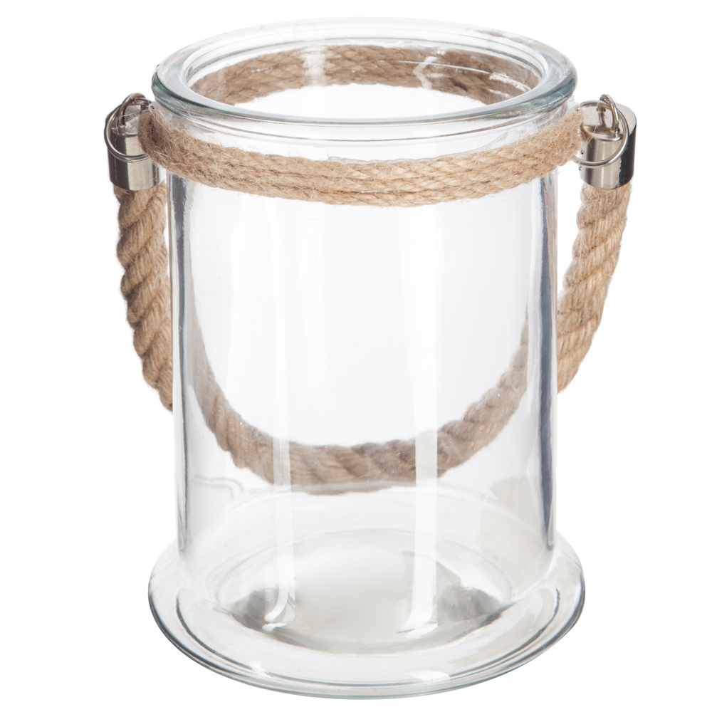 Lanterna decorativa em vidro e corda LENA