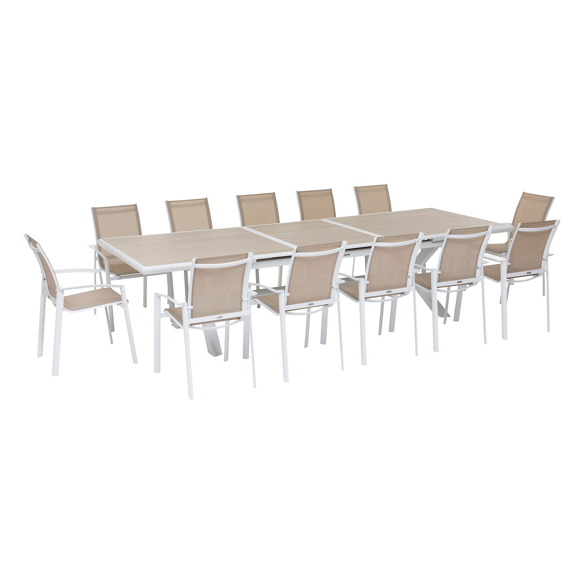Mesa extens&iacute;vel AXIOME linho e branco 250-330cm