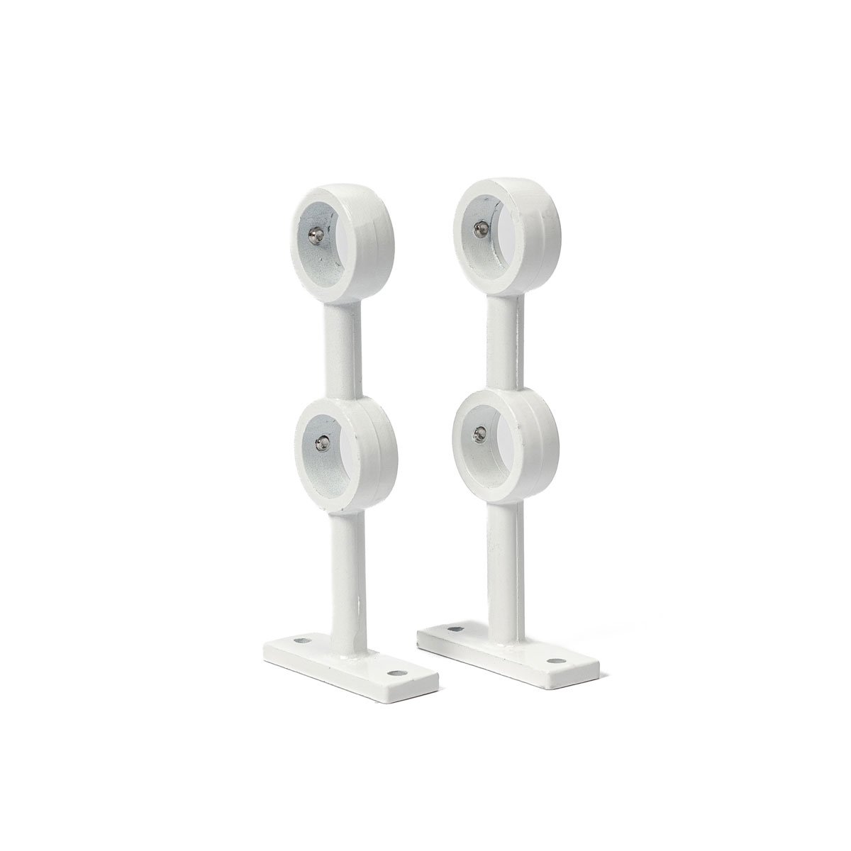 Conjunto de 2 suportes duplos branco para varão