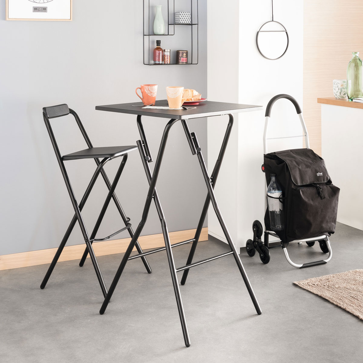 Mesa dobr&aacute;vel de 2 lugares em preto
