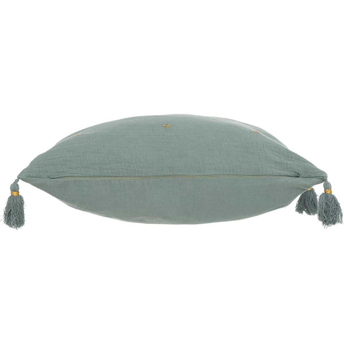 Almofada WINTER LIGHT gaze verde celadon com cruzes 40x40cm