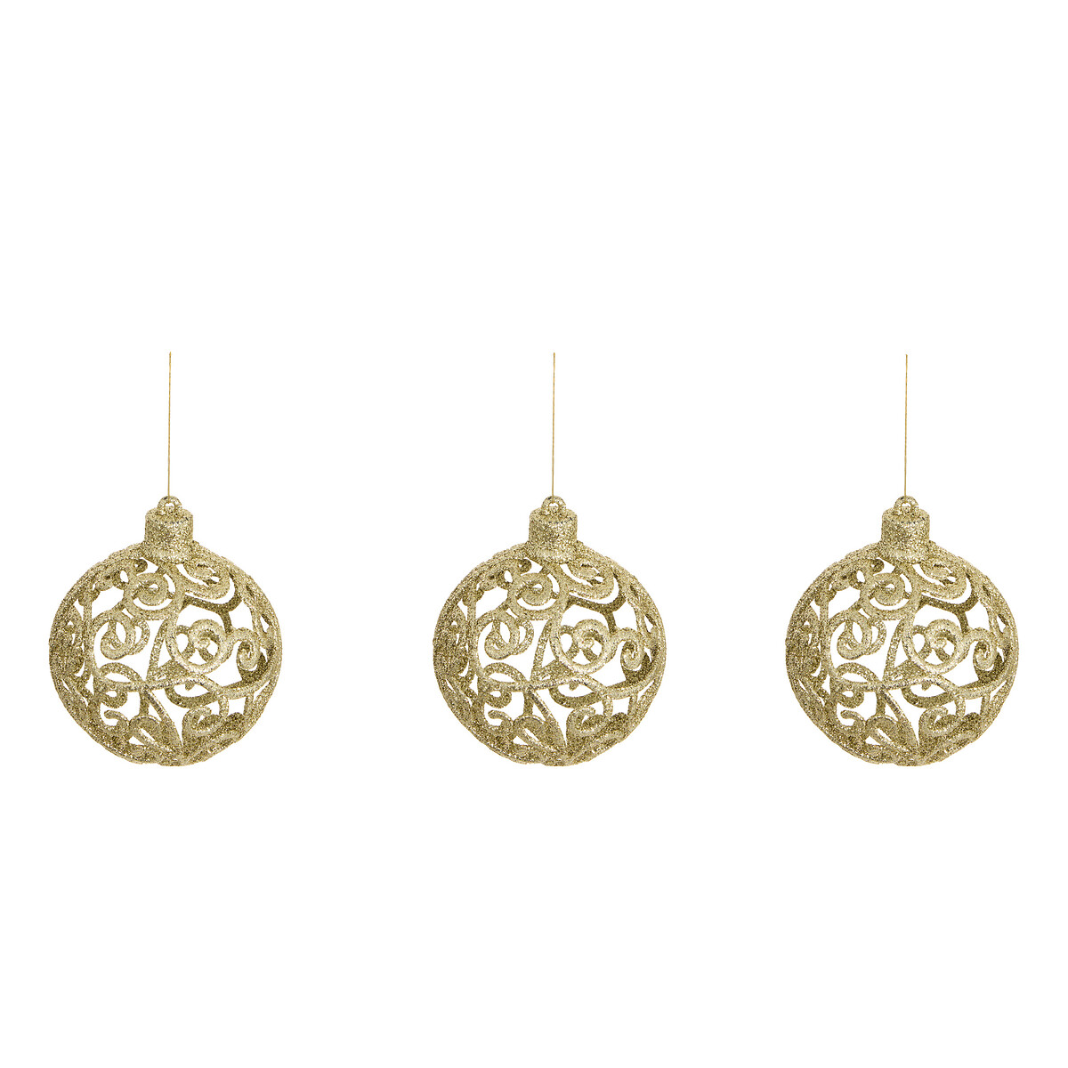 Conjunto de 3 bolas 8cm dourado