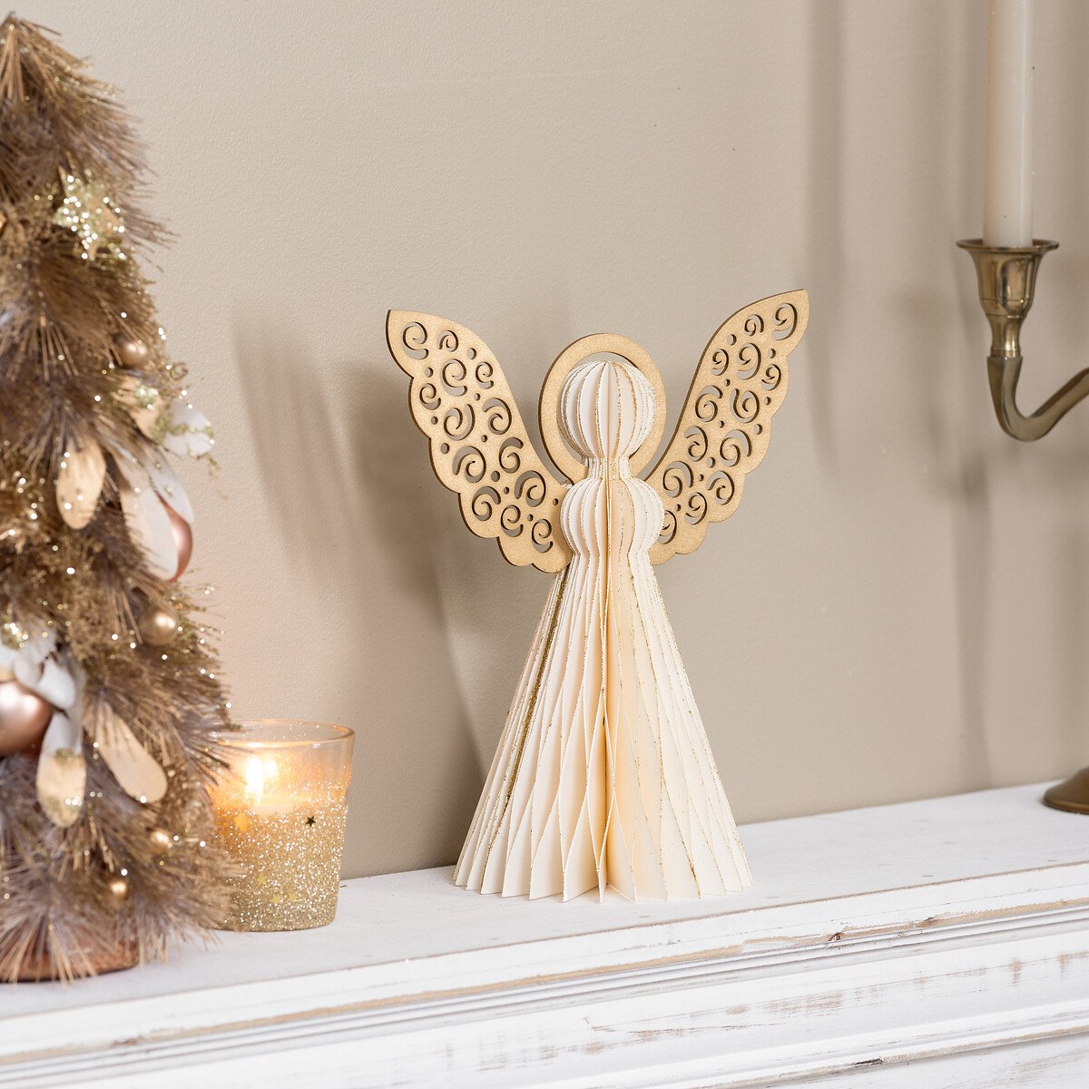 Anjo cru/dourado 25cm,  Anjo cru/dourado 25cm