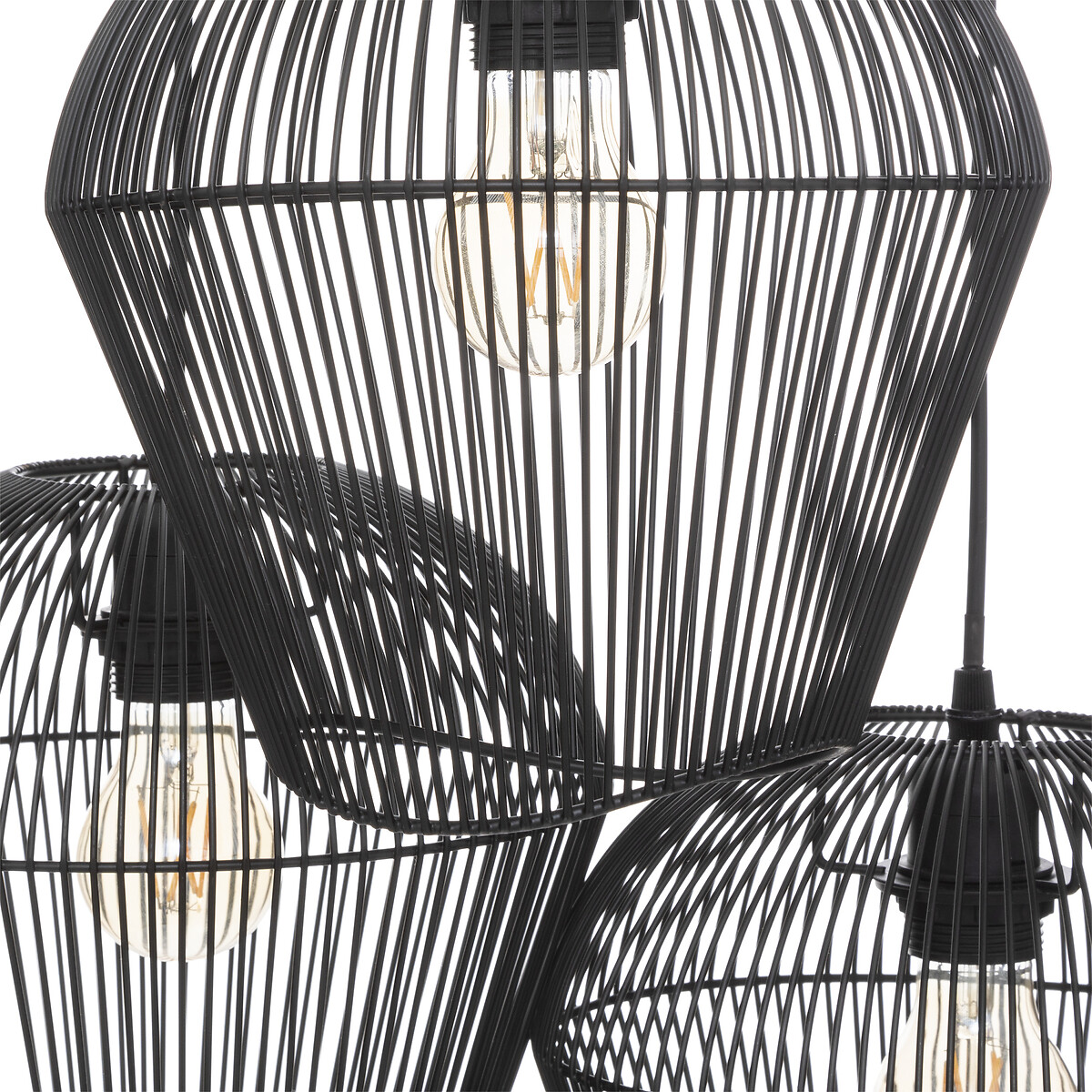 Candeeiro de teto JENA preto em metal com 3 focos