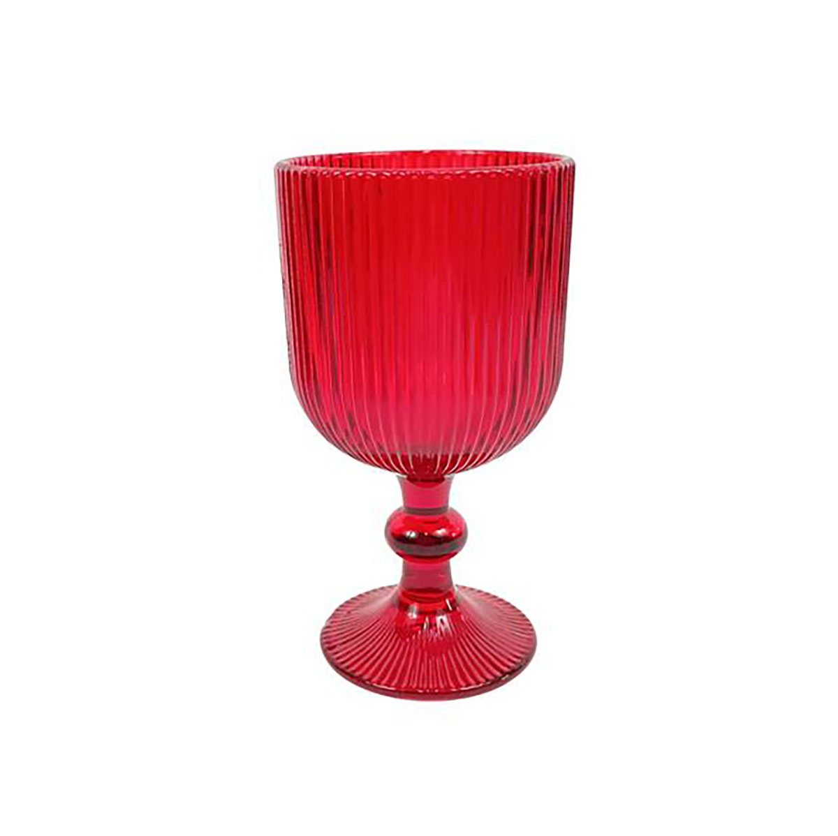 Conjunto de 6 copos de &aacute;gua com p&eacute; vermelho &agrave;s riscas 37cl