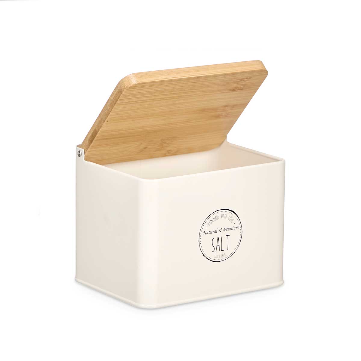 Saleiro creme com tampa de bambu