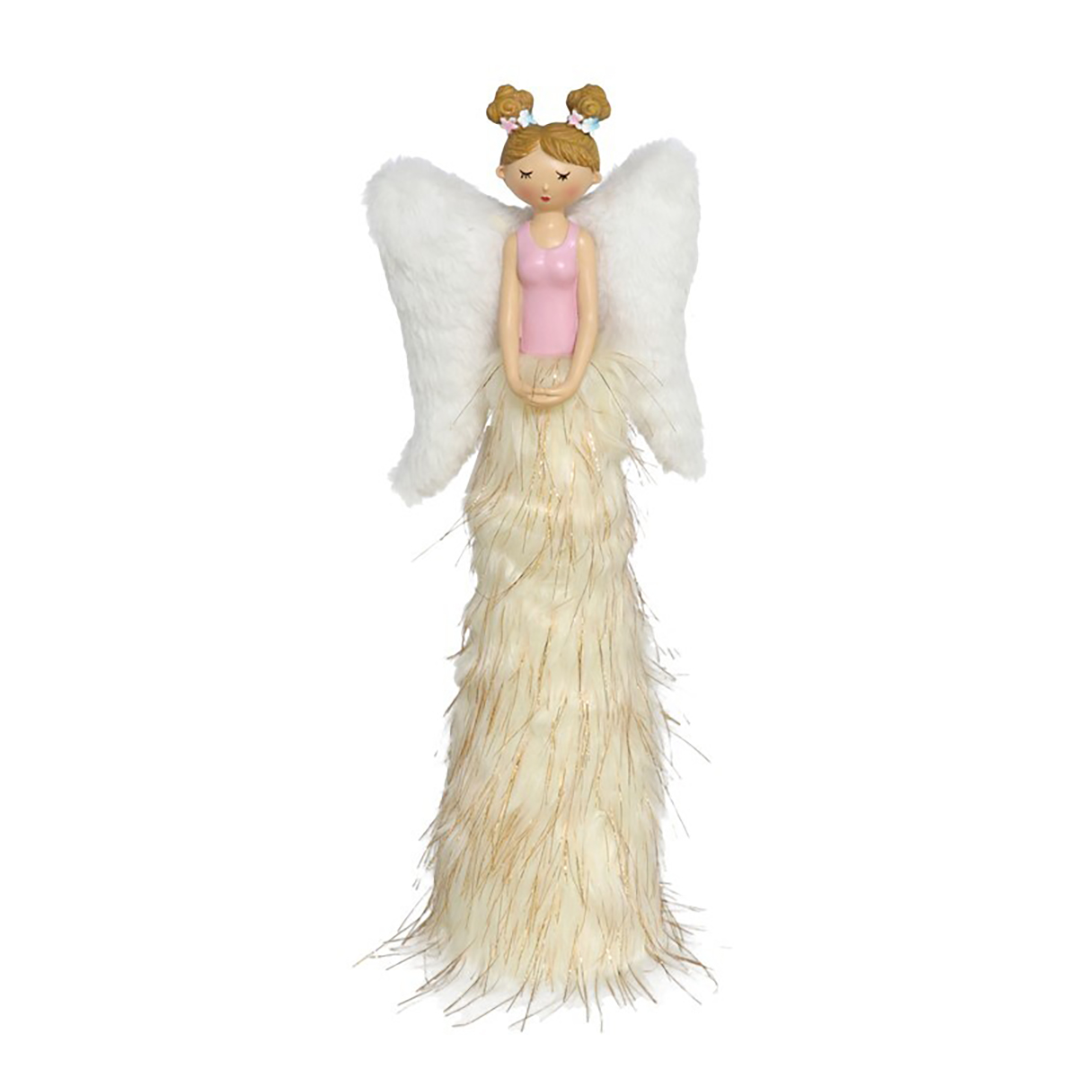 Anjo bege e rosa com led 44cm