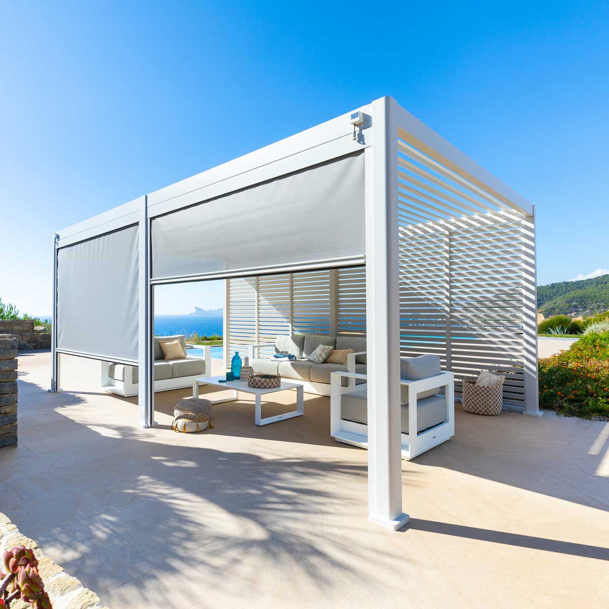 Estore para pérgola ÉVORA branco 3,6x6m,  Estore para pérgola ÉVORA branco 3,6x6m
