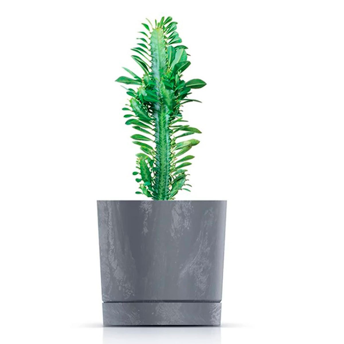 Vaso TUBO efeito bet&atilde;o cinzento 15cm