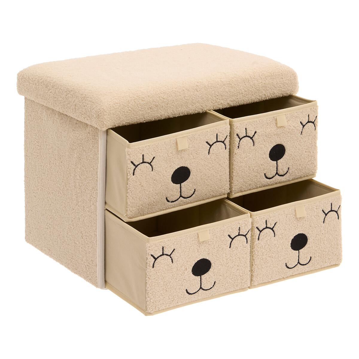 Pufe EZZIO com 4 gavetas de arruma&ccedil;&atilde;o