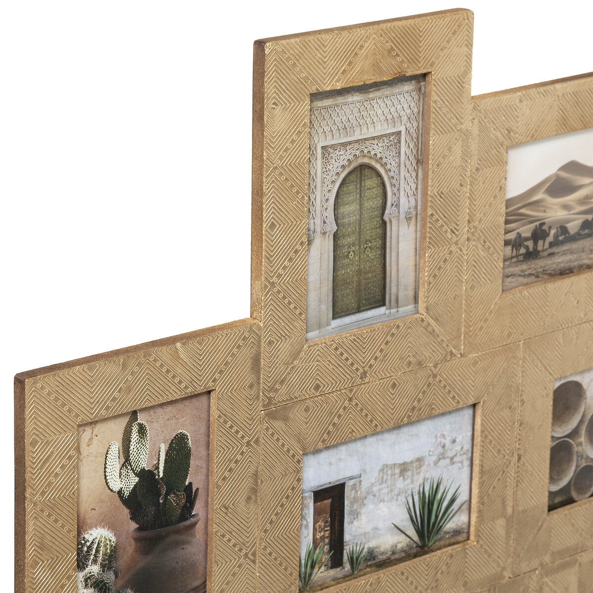 Multimoldura OASIS bege em mdf e metal para 9 fotografias