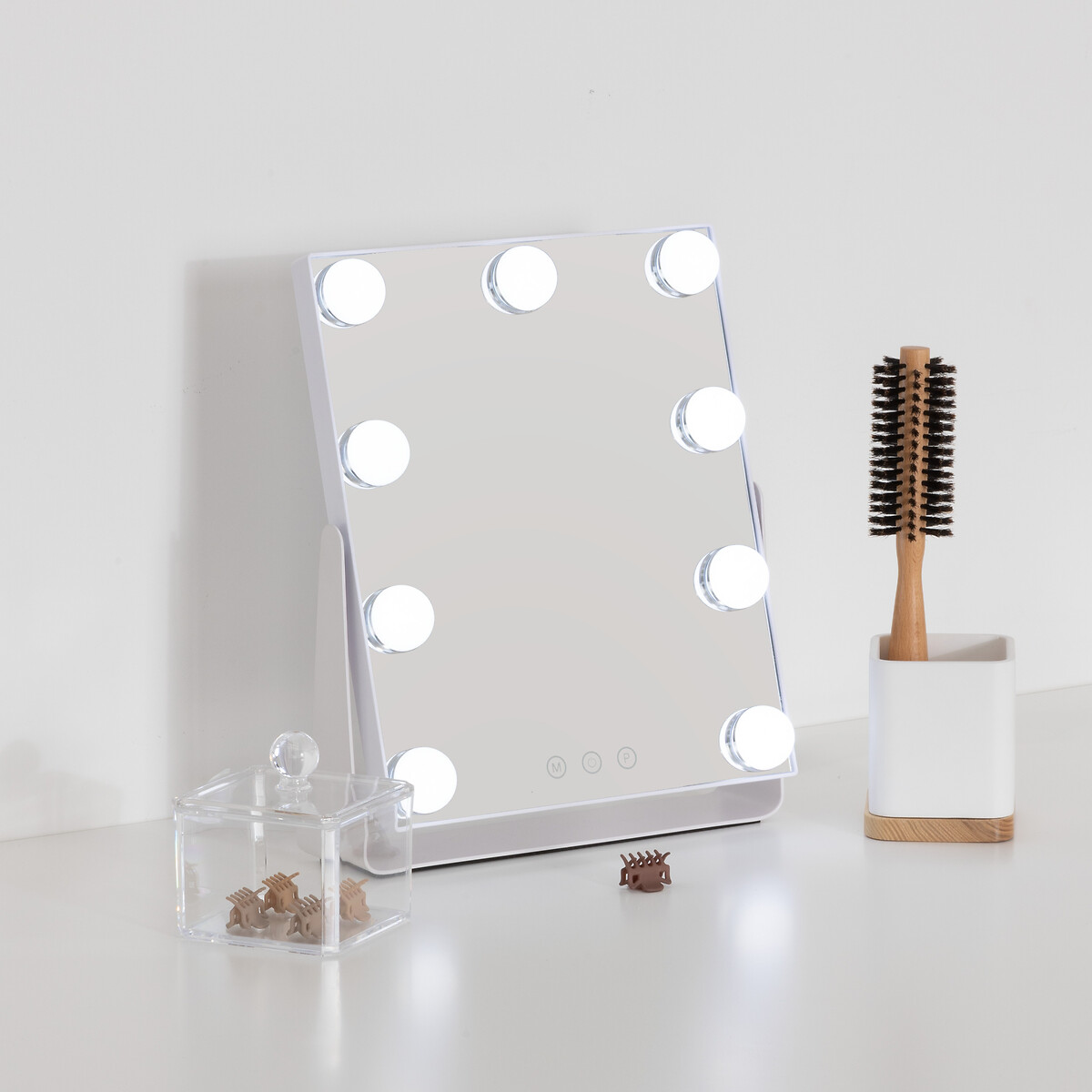 Espelho wc branco com luz led 32cm
