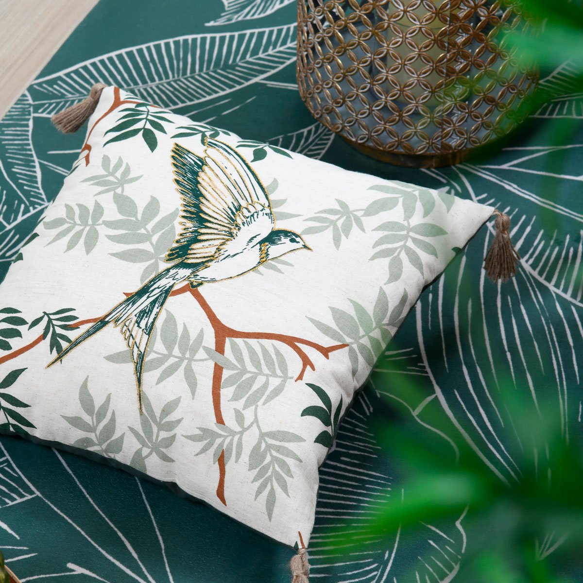 Almofada BOTANYS cru em algod&atilde;o 40x40cm