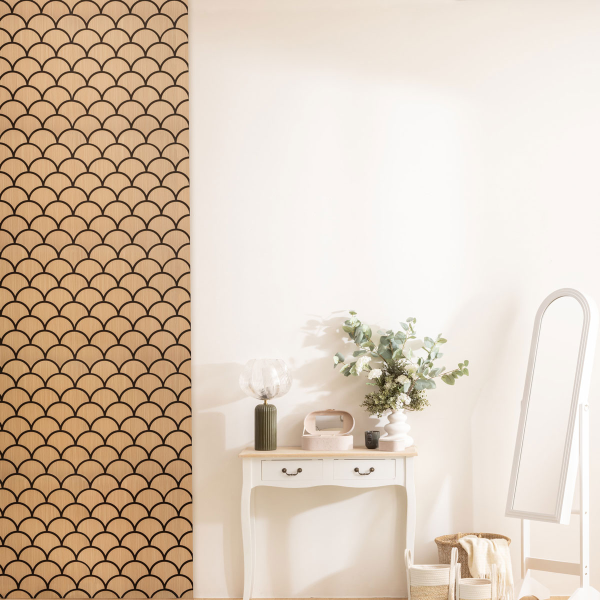 Painel decorativo CLINT natural em mdf 64x66cm