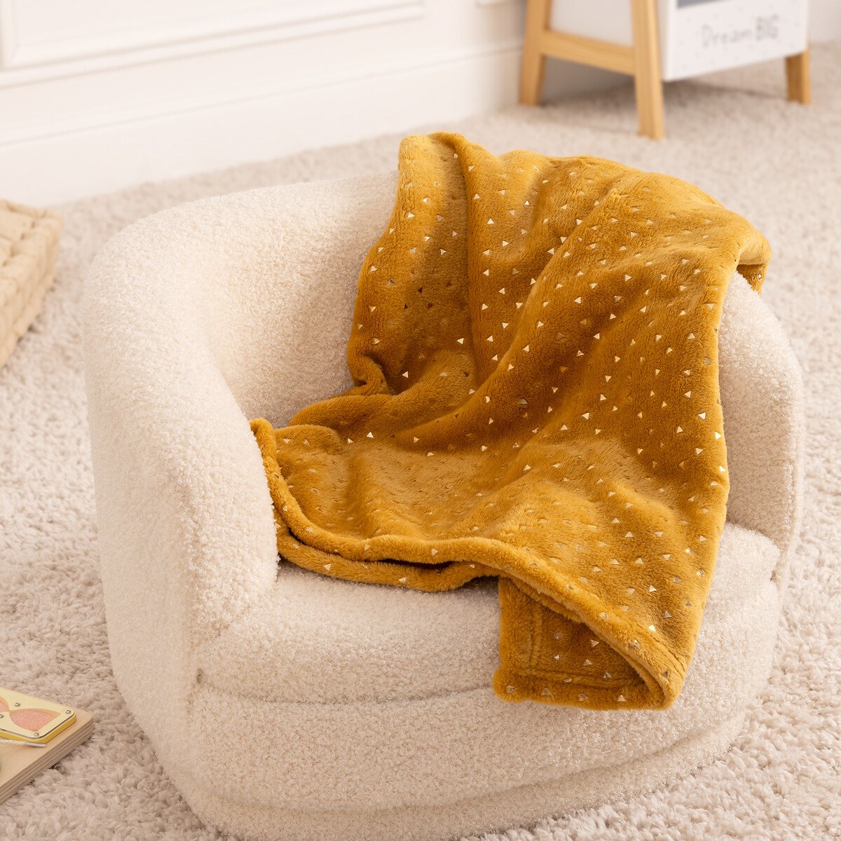 Manta ocre BERLINGOT 75x100cm