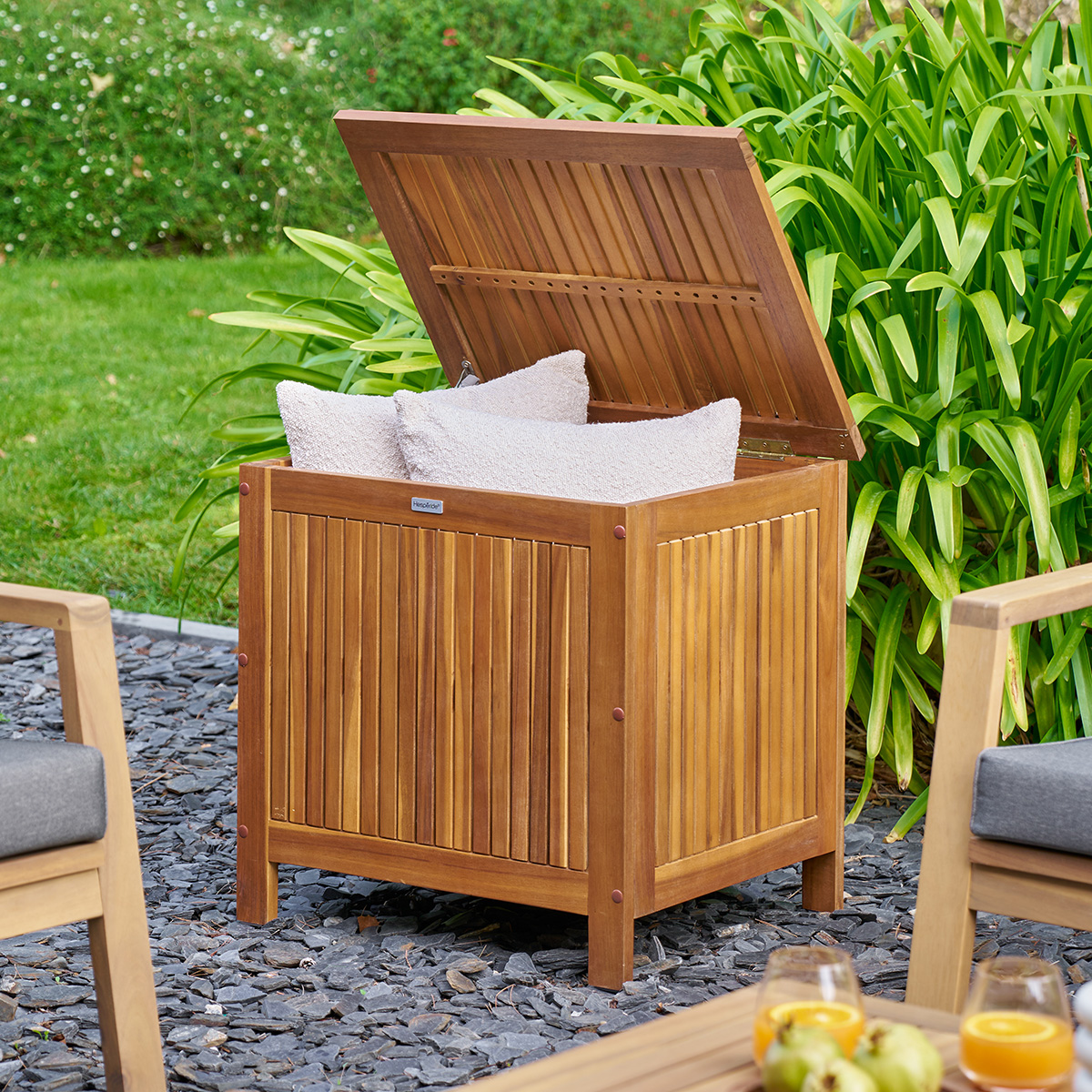 Ba&uacute; de arruma&ccedil;&atilde;o para exterior madeira ac&aacute;cia