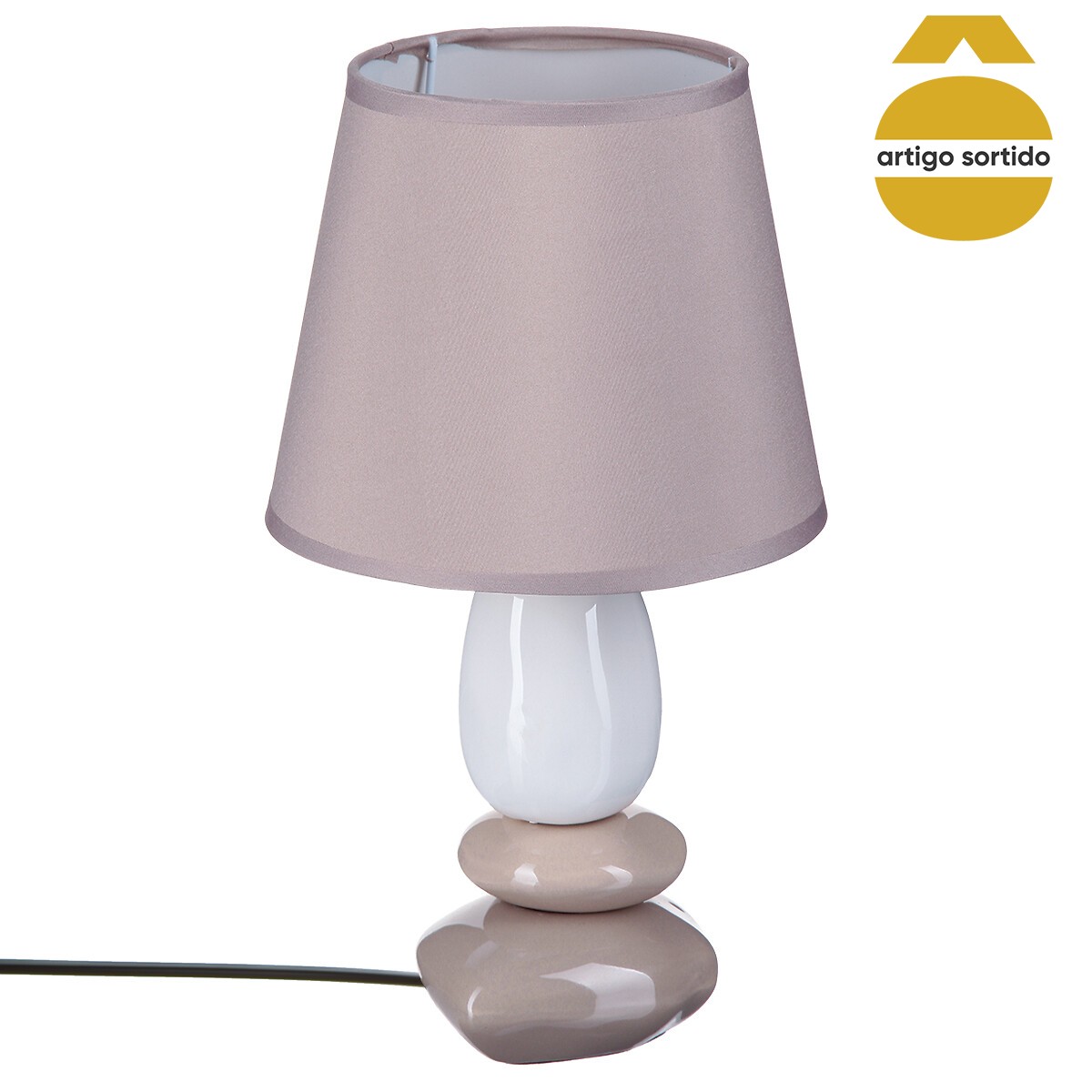 Candeeiro de mesa com 3 pedras em cer&acirc;mica