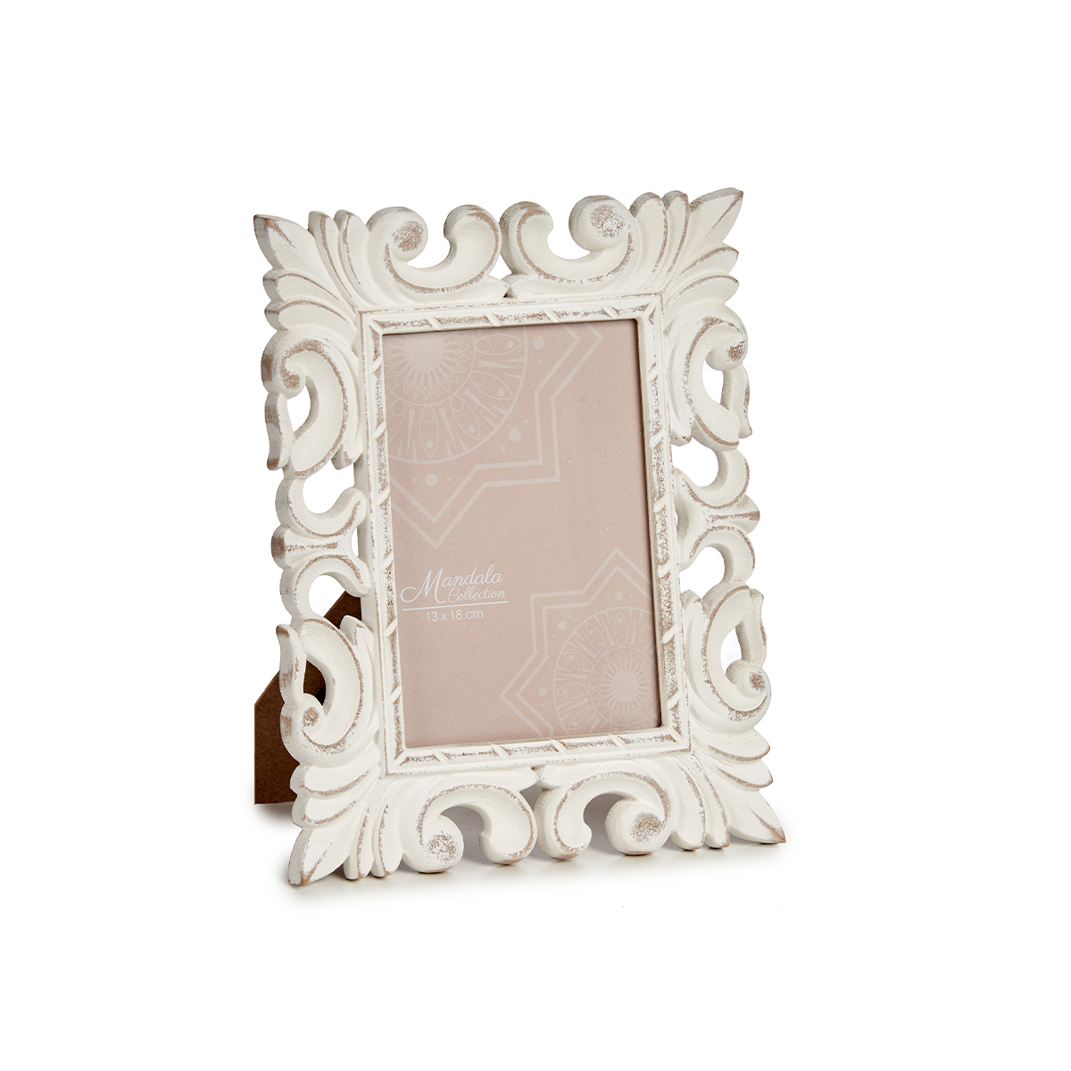 Moldura branca perfurada em madeira 13x18cm