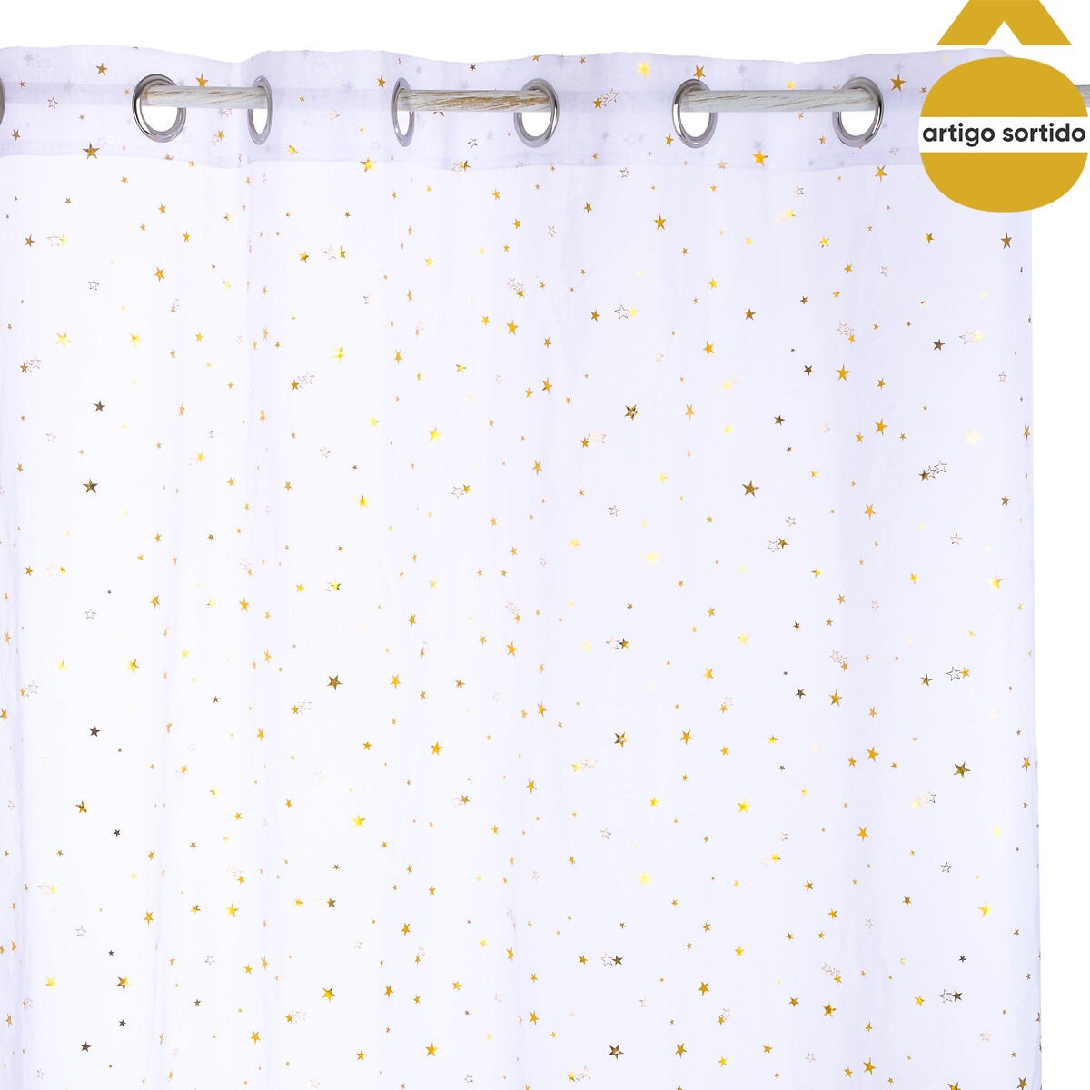 Cortina com estrelas douradas 140x250cm