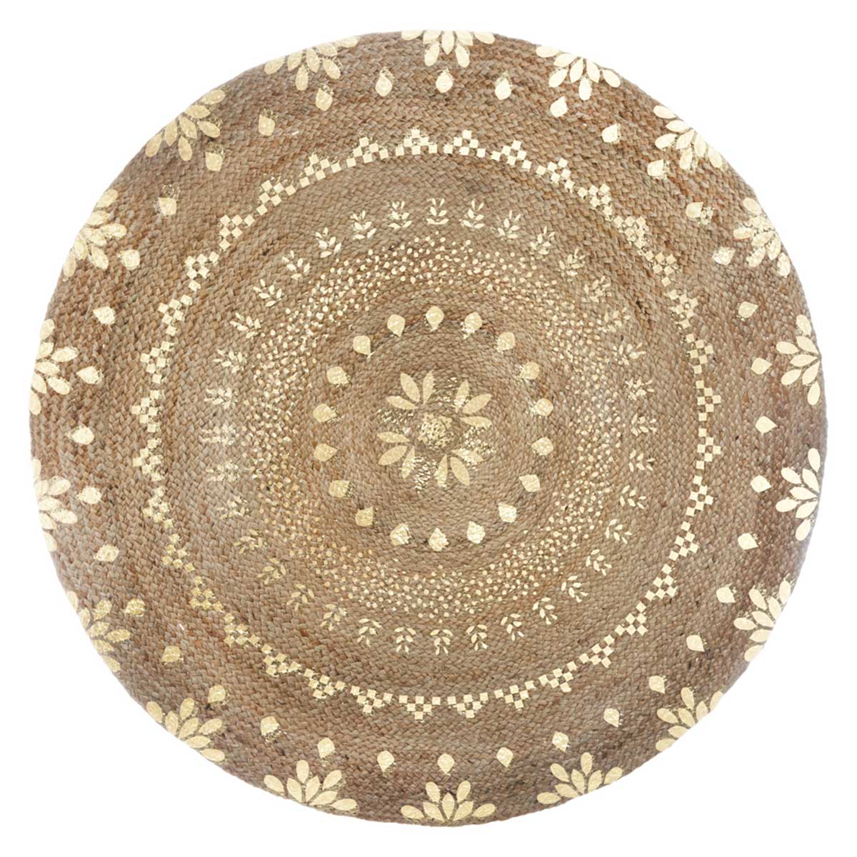 Tapete dourado em juta 115cm
