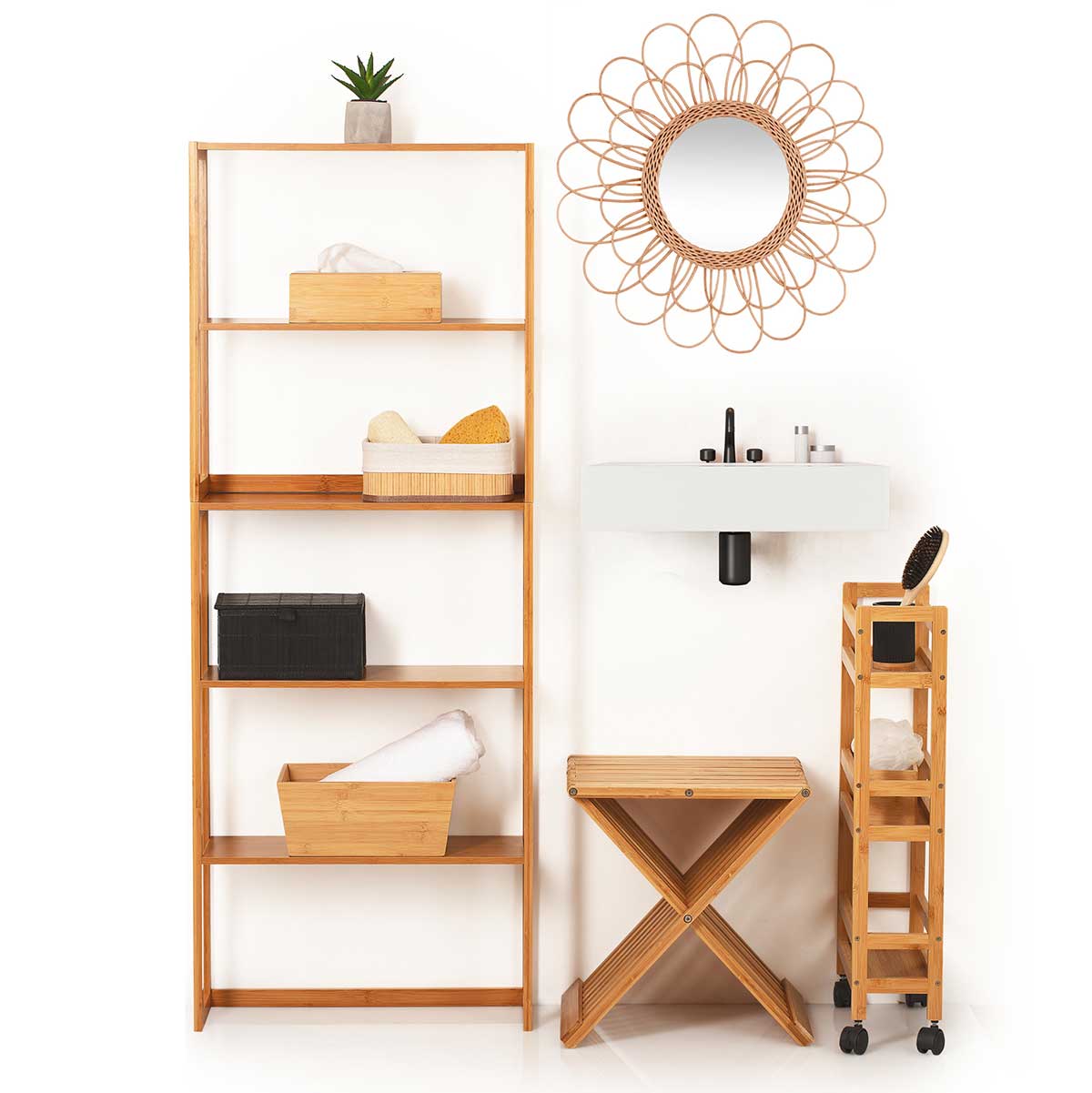 Espelho de parede flor rattan 56cm